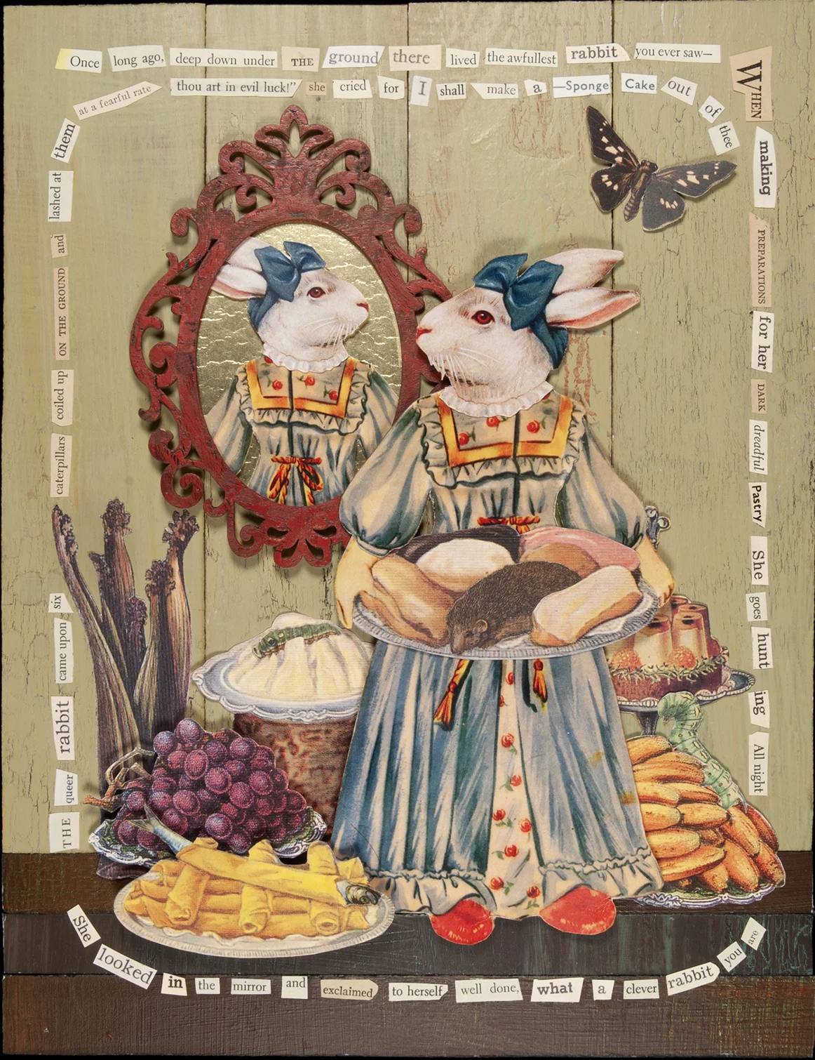   Who’s the Cleverest Rabbit…?  mixed media, 14”x12” 