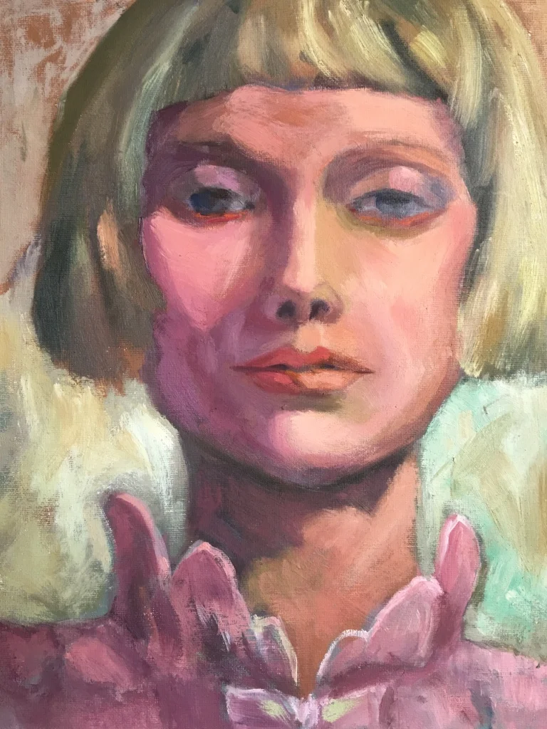   Girl in Pink,  14 x 11 oil on board 