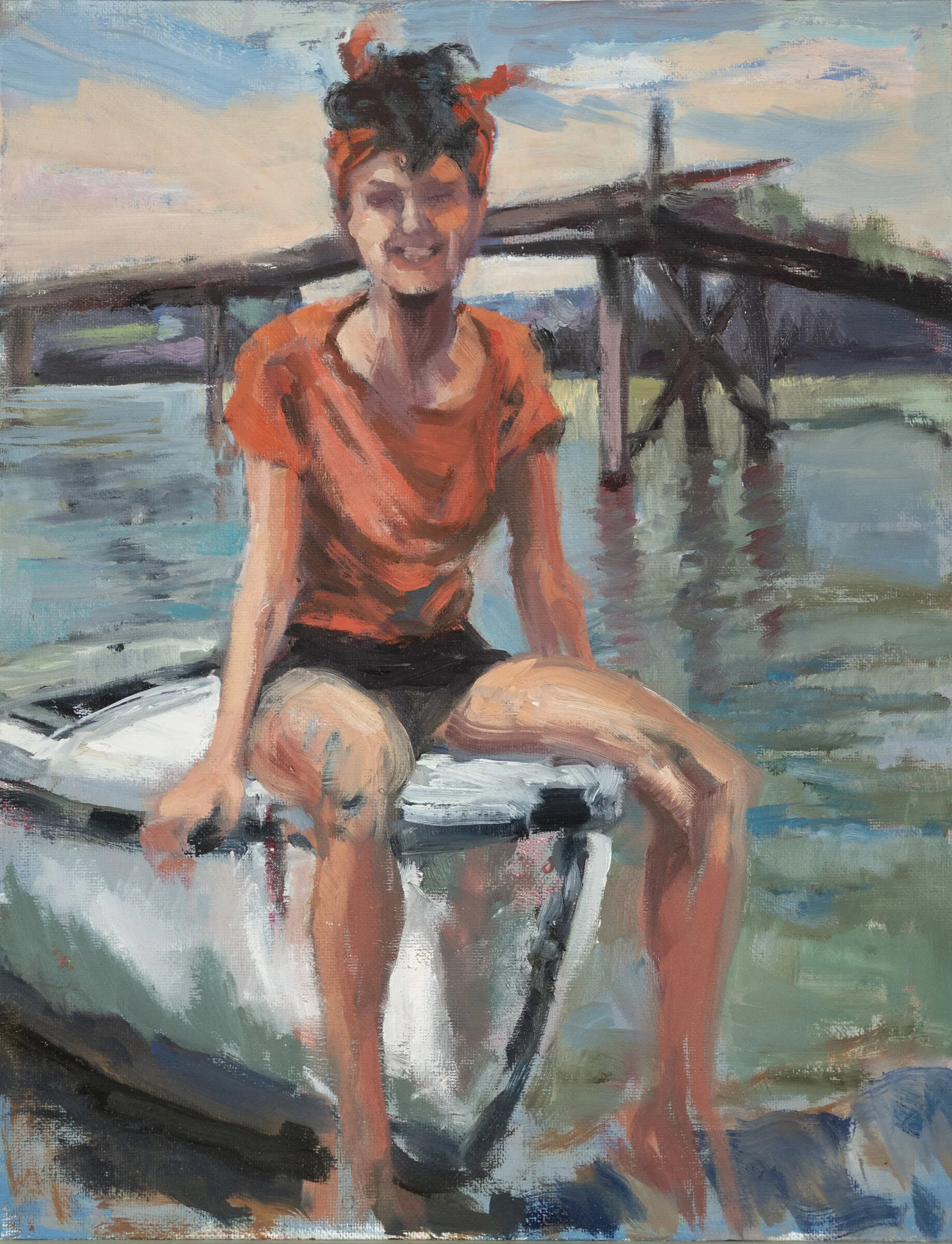   A Day on the River,  14x11 oil 