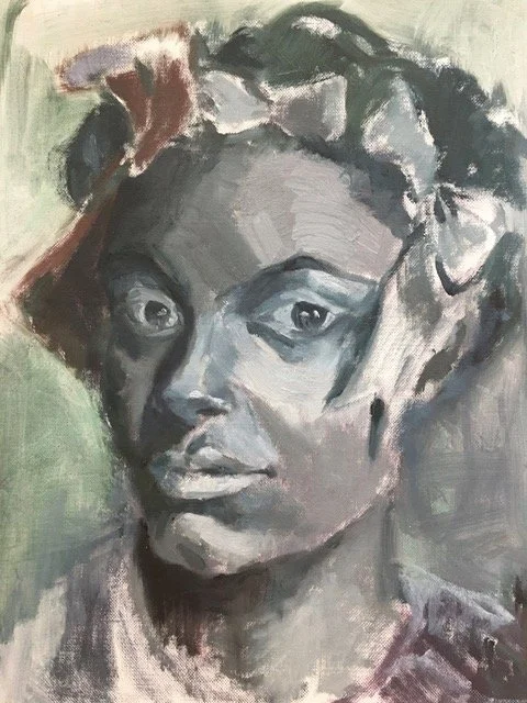   Girl with Hair Ribbons   16 x 12 oil  