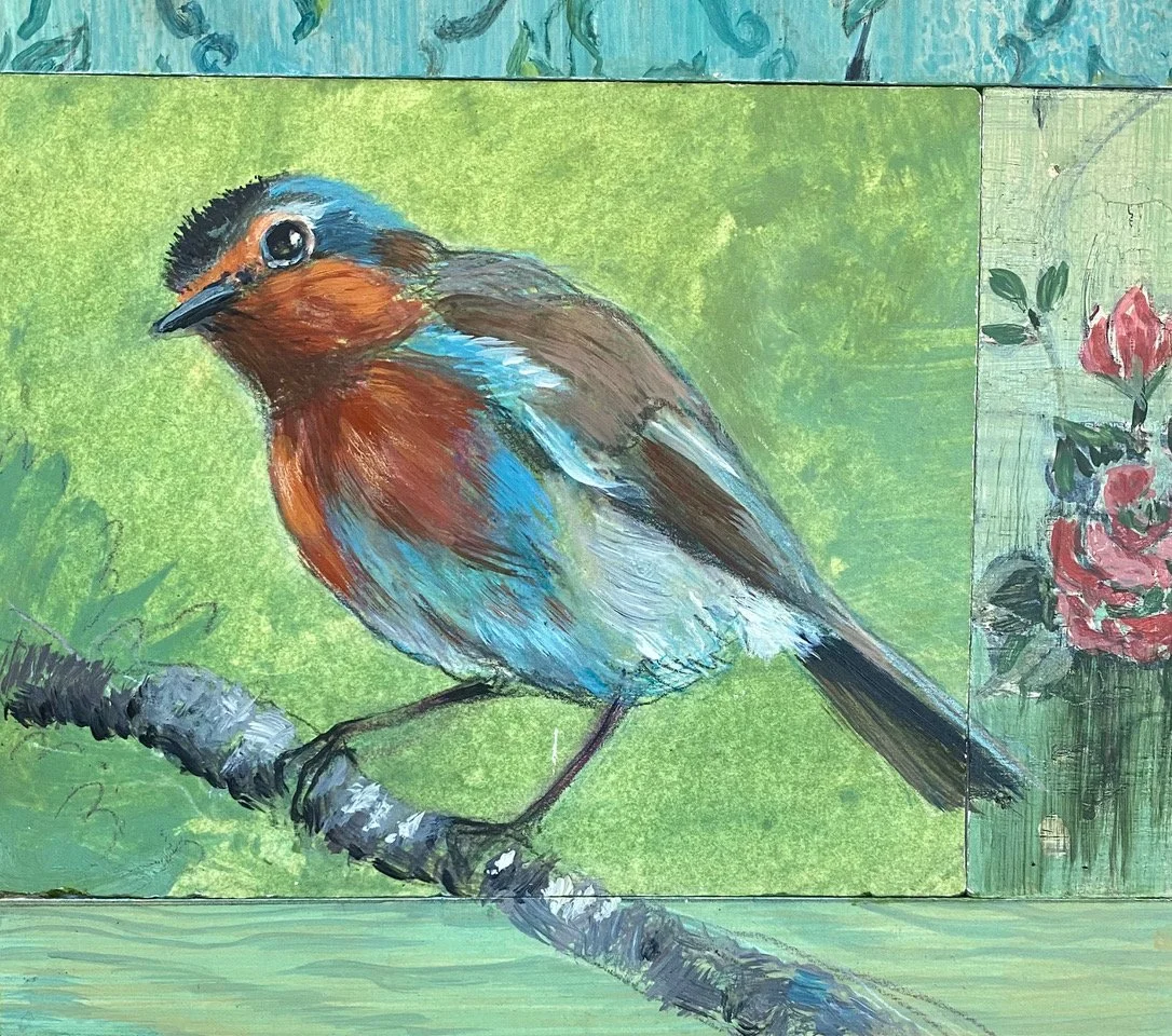 Cheerio , Robin ! 8h x 9w, acrylic