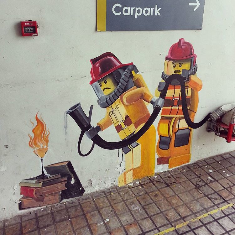 Leonard's first mural art in the Library, st3