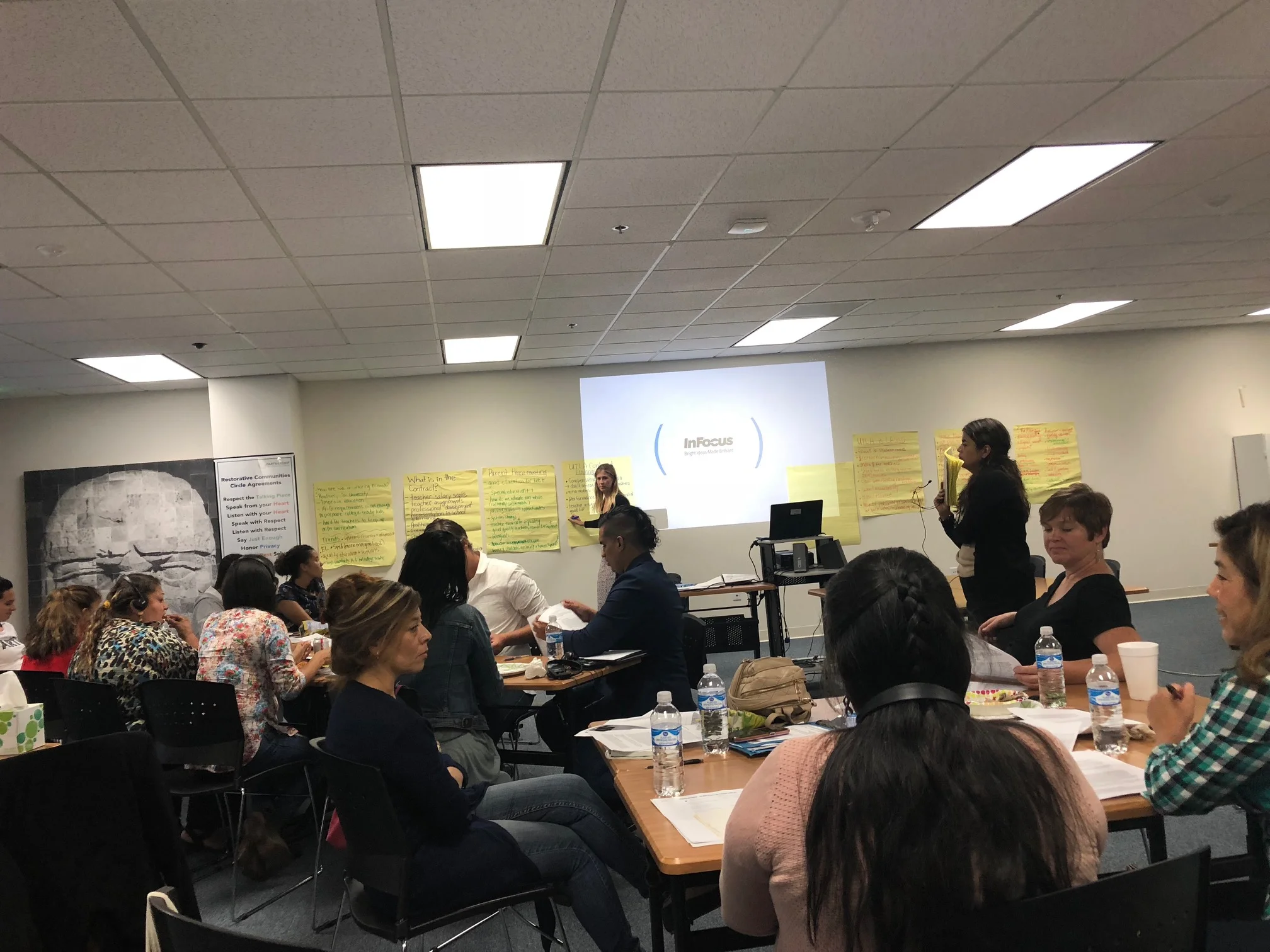 Teacher Lisa Stevens facilitating a working group meeting