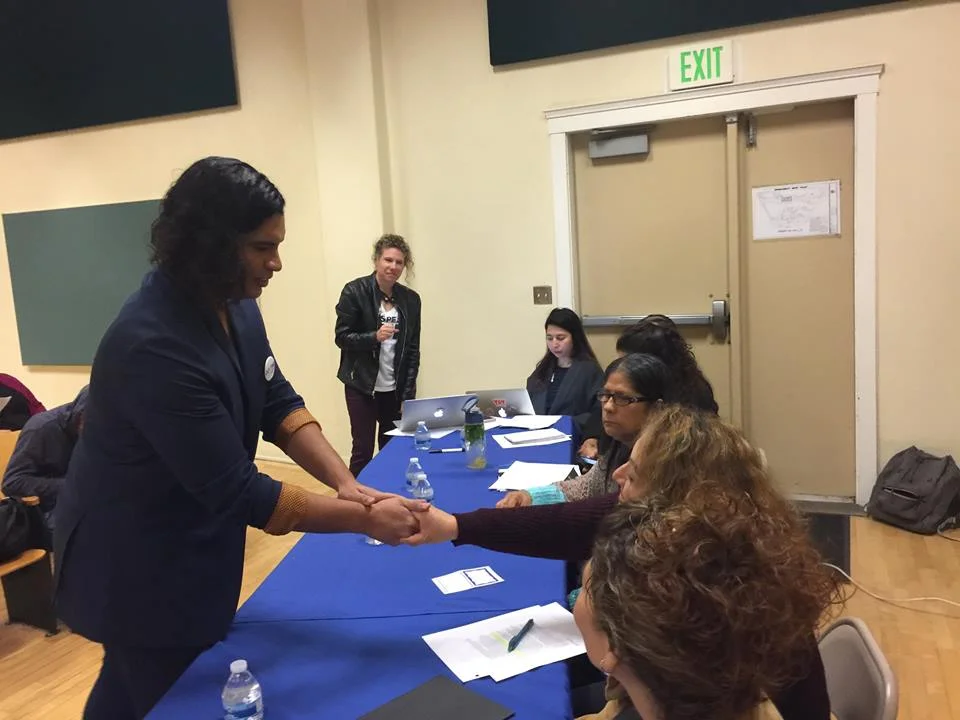 Justine Gonzalez greets Speak UP’s BD5 parent panelists