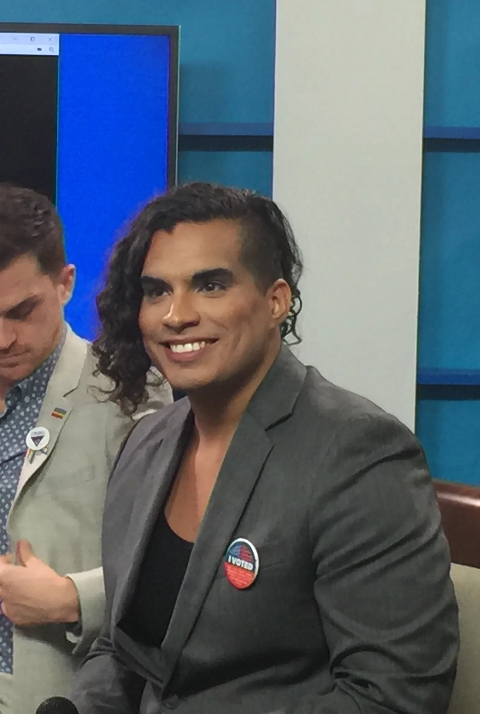 Justine Gonzalez at West LA Democratic headquarters election night, Nov. 6