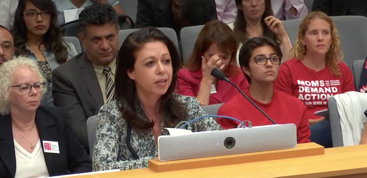 La DIRECTORA DE OPERACIONES de Speak UP DAPHNE RADFAR le PIDIÓ A LA JUNTA QUE aprobara UNA RESOLUCIÓN pidiendo A LOS PADRES QUE guarden bajo llave SUS ARMAS PARA QUE LOS NIÑOS NO tengan acceso.