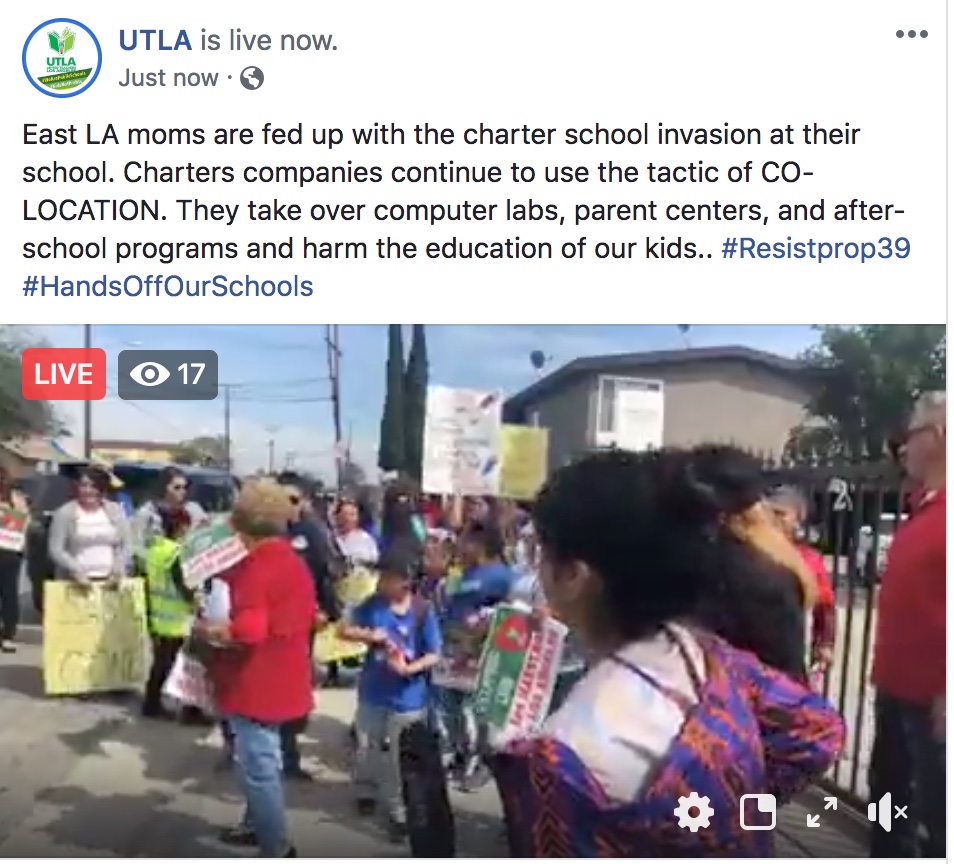UTLA’s Facebook live video of a co-location protest echoes “invasion” language of Trump’s anti-immigrant rhetoric.