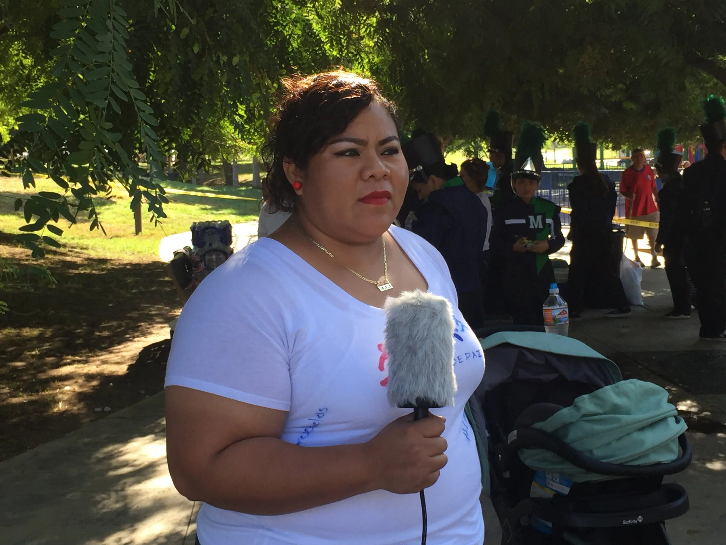 Parent Magda Vargas attended Speak UP’s Peace Walk Saturday to call for an end to hostility against immigrant families.