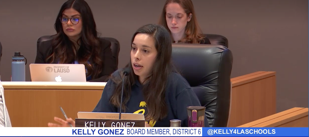 Board Member Kelly Gonez fights to keep her school segregation resolution alive, amid opposition from Scott Schmerelson, George McKenna and Jackie Goldberg.