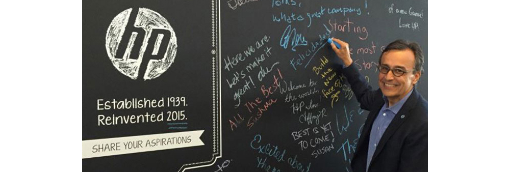  HP Inc. CMO Antonio Lucio Signing a Founders Wall 