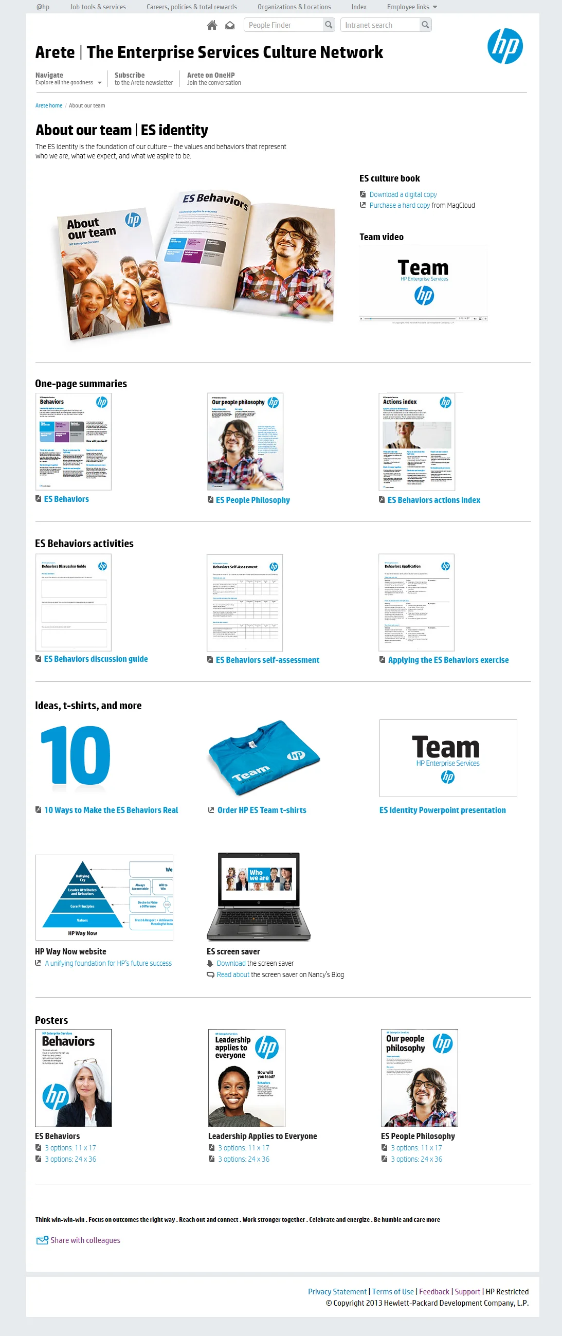 Arete intranet sub page - Identity