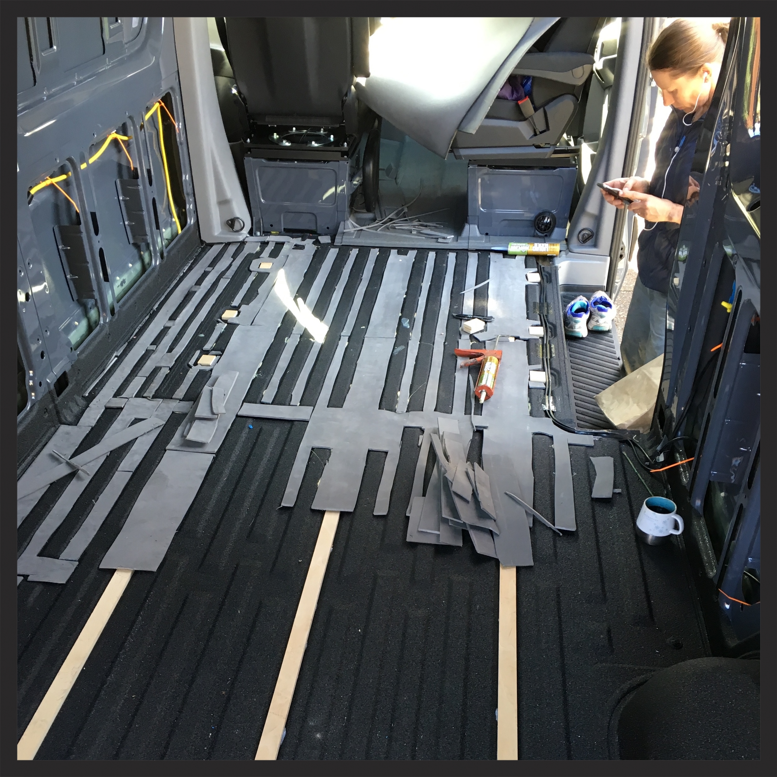 adding minicell foam to make the floor all one height