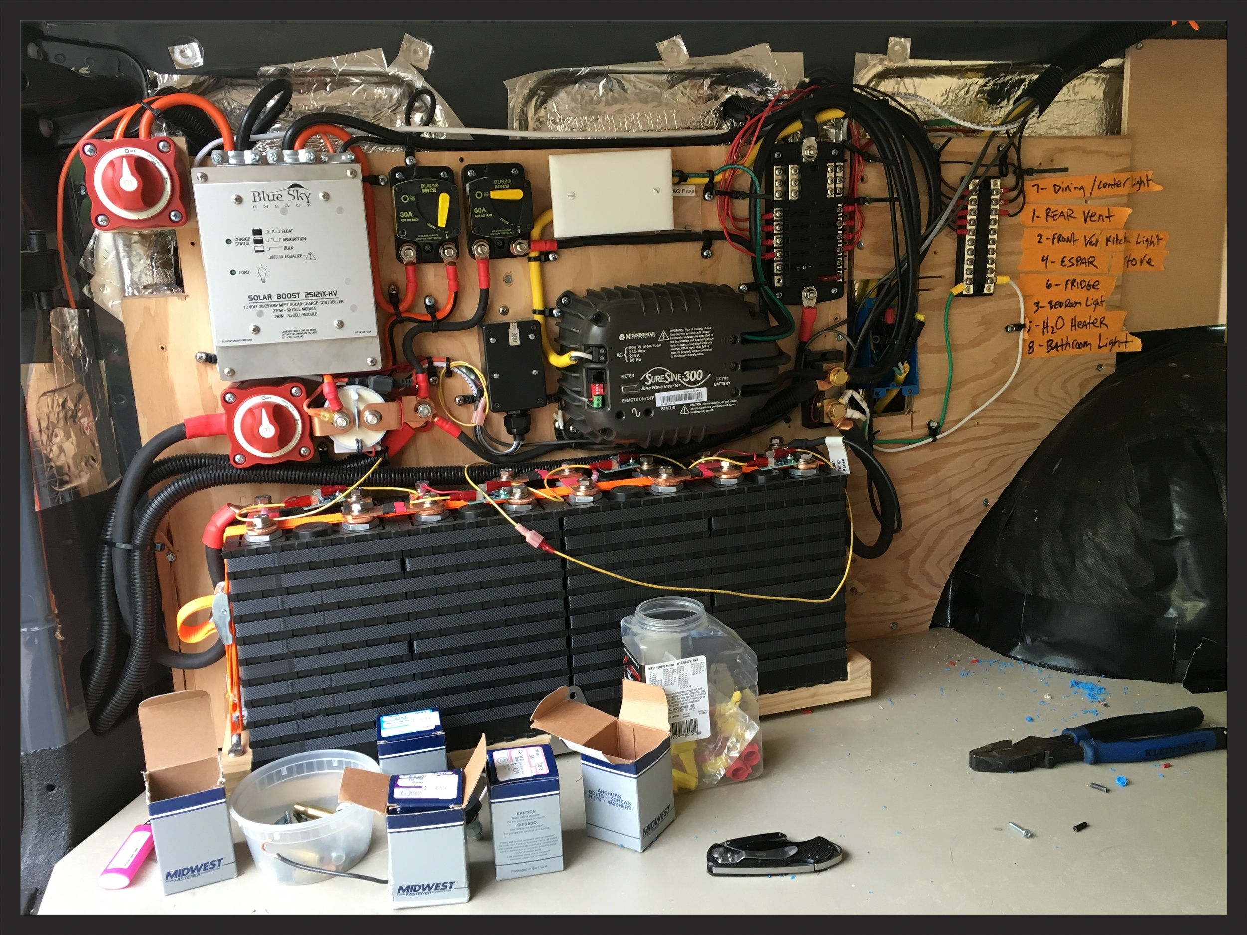 Starting to straighten out the mess of wires down here.