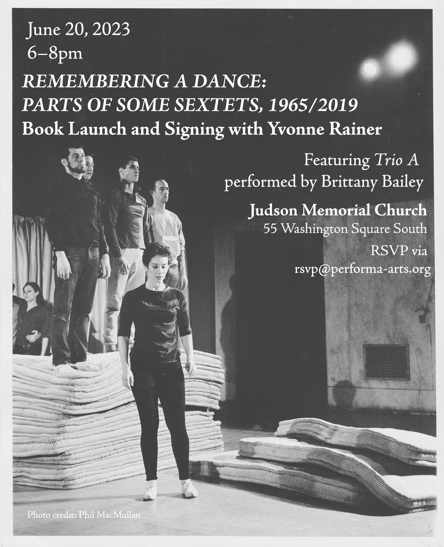 Remembering A Dance Yvonne Rainer Book Event — Judson Memorial Church