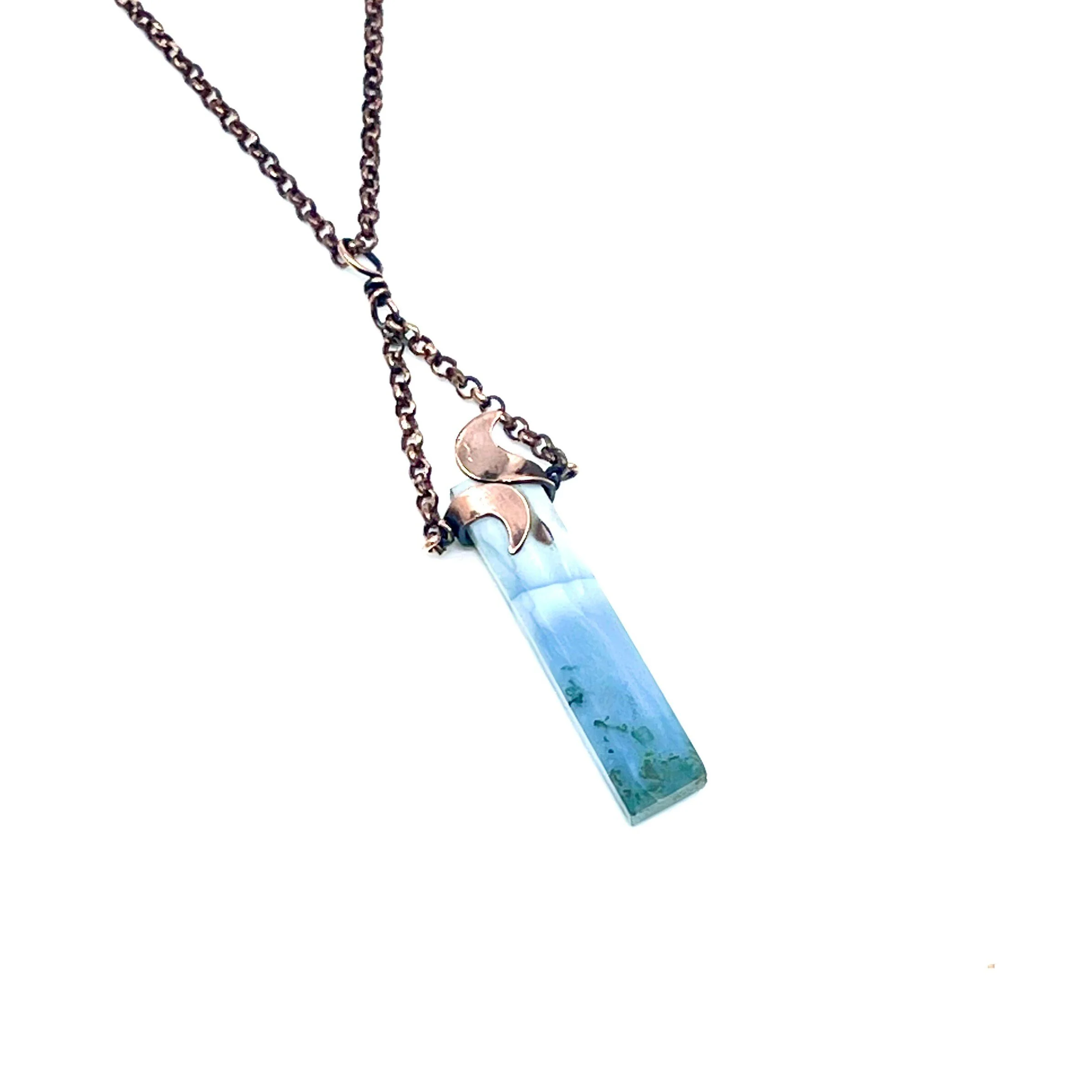 Handmade Copper metal work Natural Blue Opal gemstone Unisex, Mens — $45
