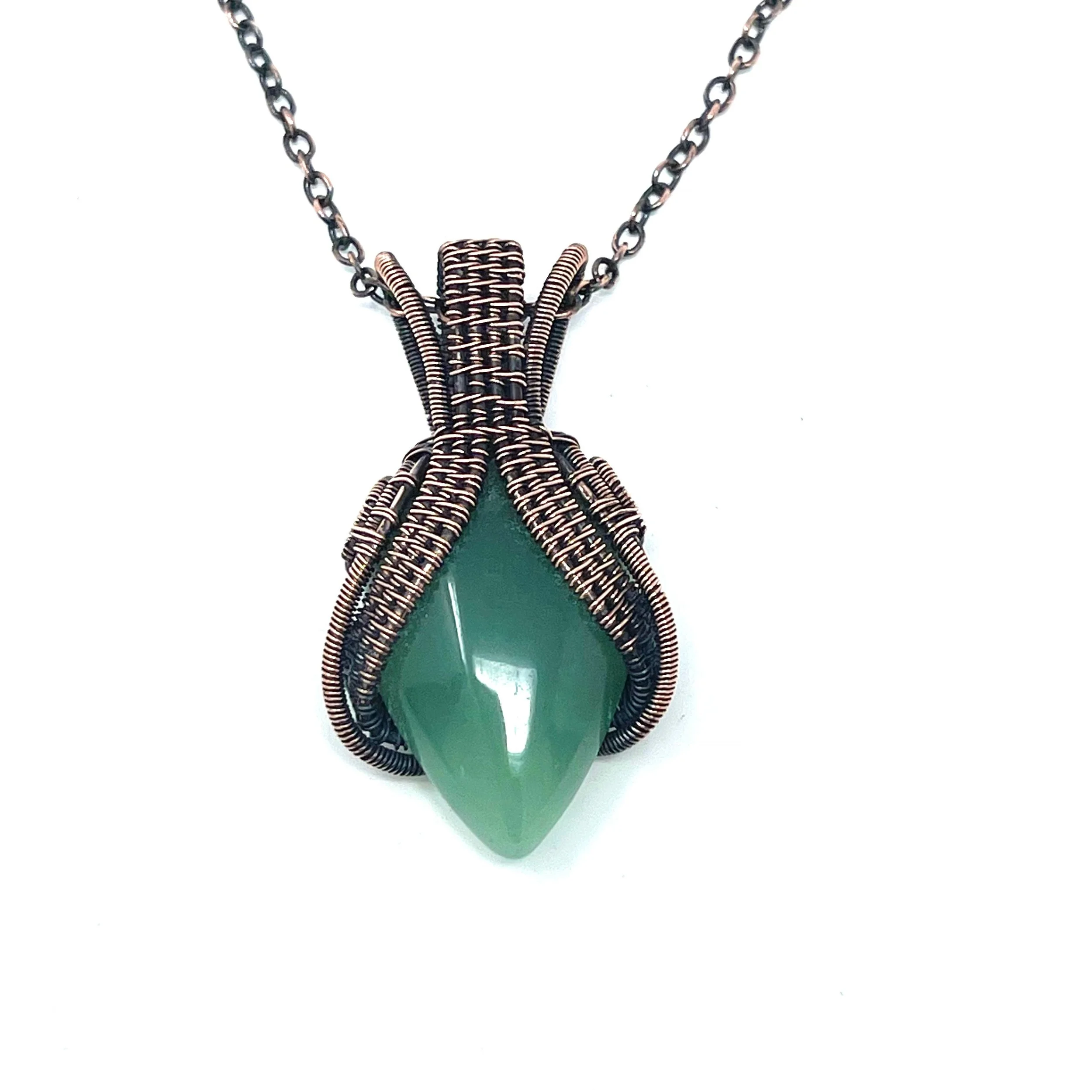 Handmade Aventurine gemstone copper wire wrapped — $90