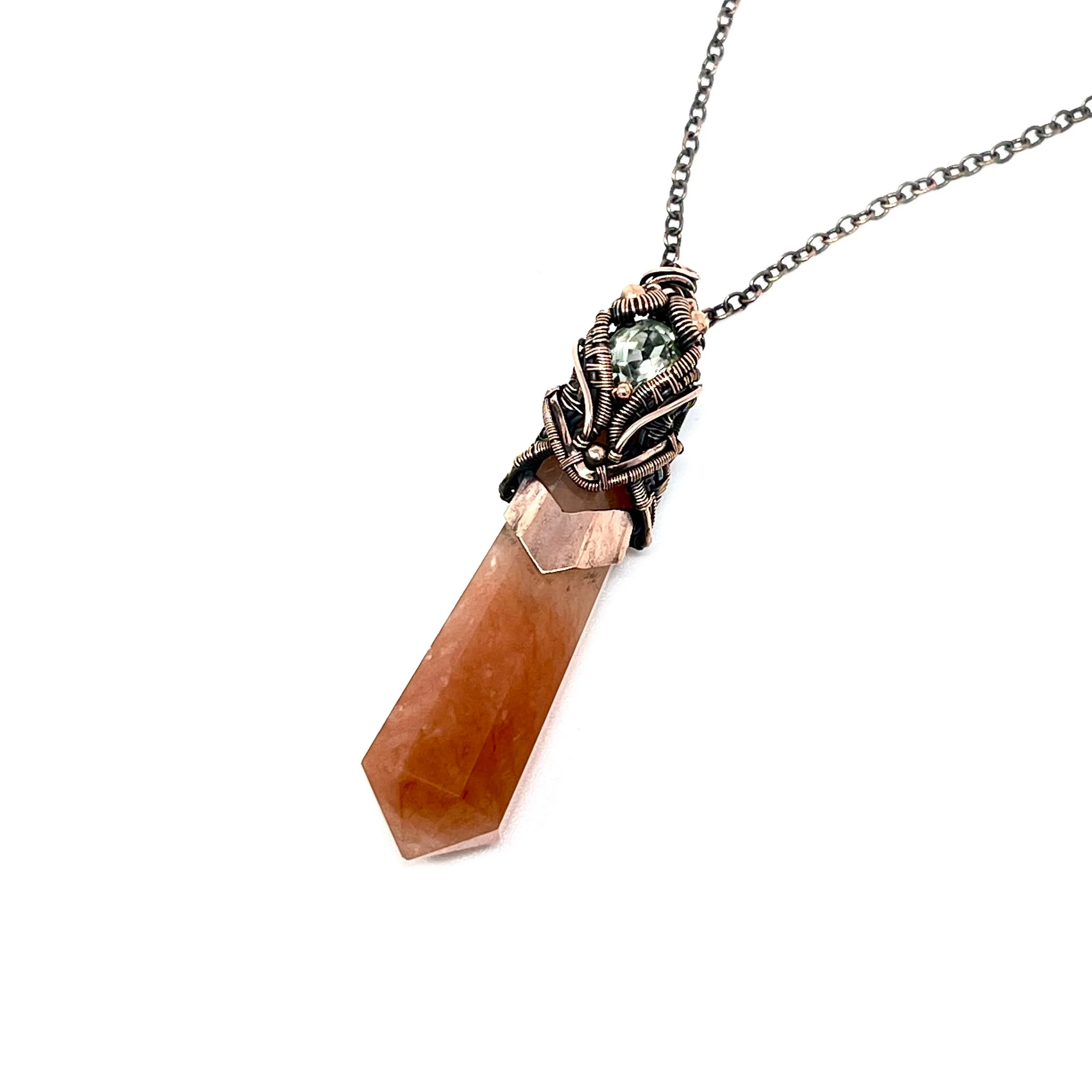 Red Aventurine Crystal Gemstone point copper wire wrapped handmade — $120