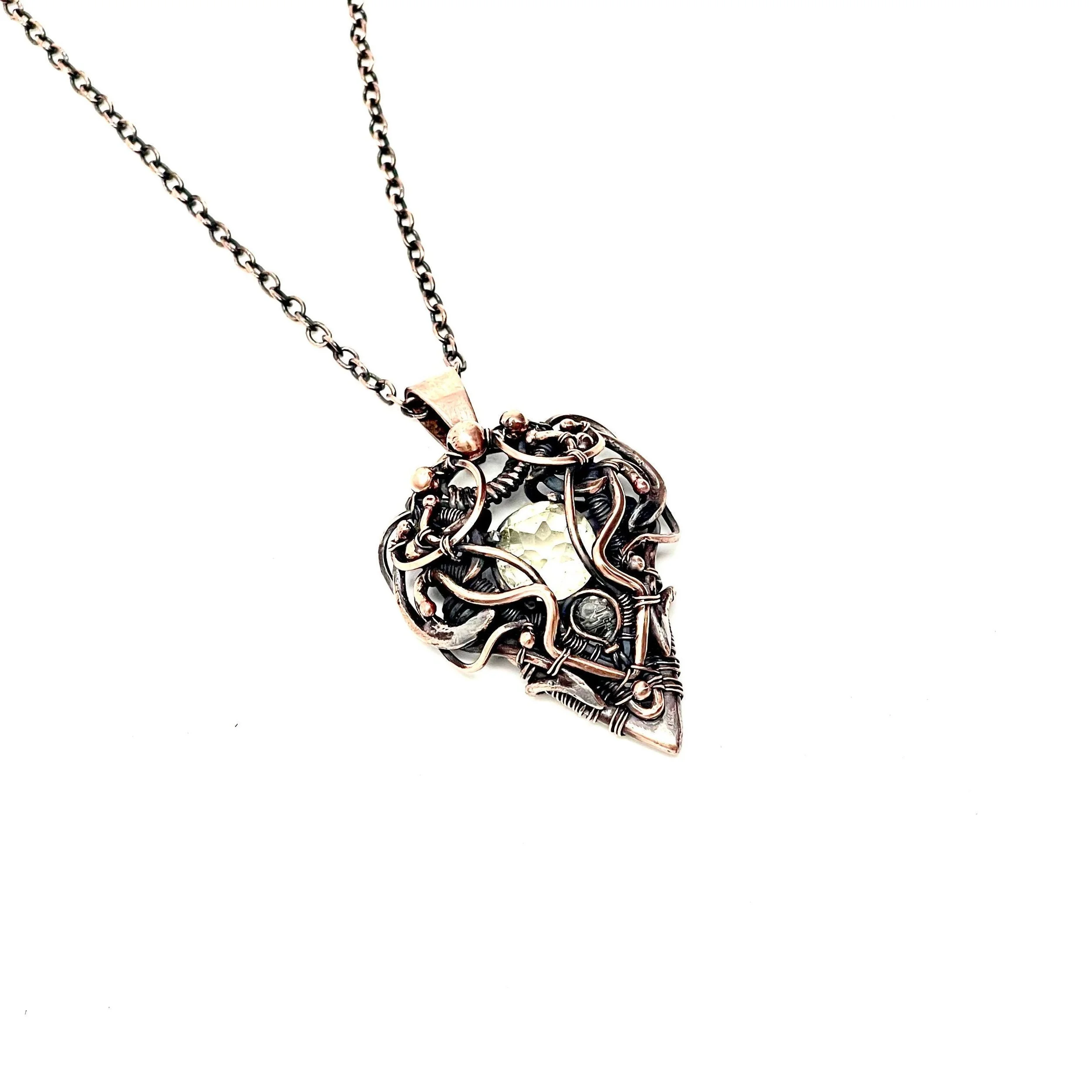 Citrine crystal gemstone copper wire wrapped handmade — $180