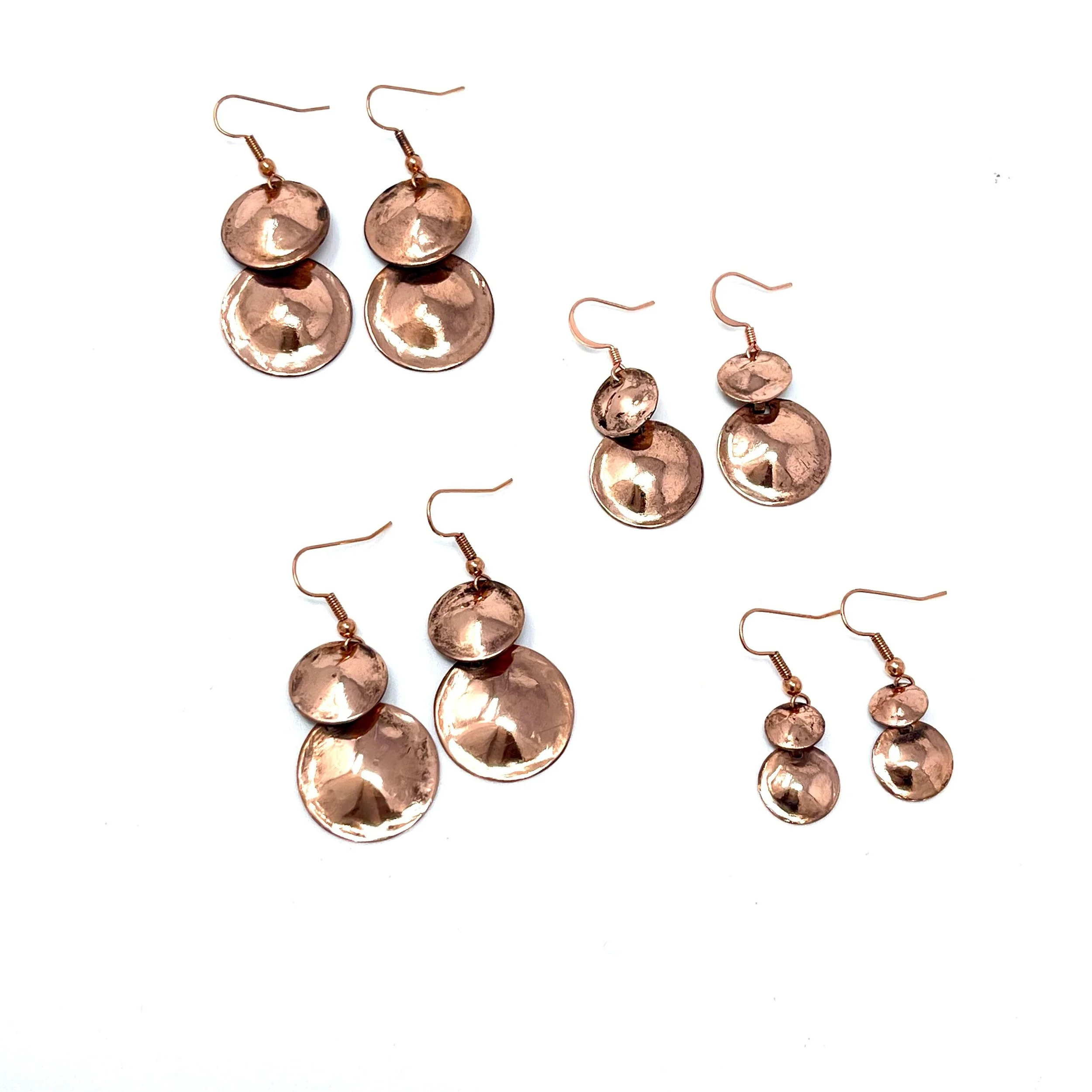 Pure copper dangle earrings- handmade — $44-$50