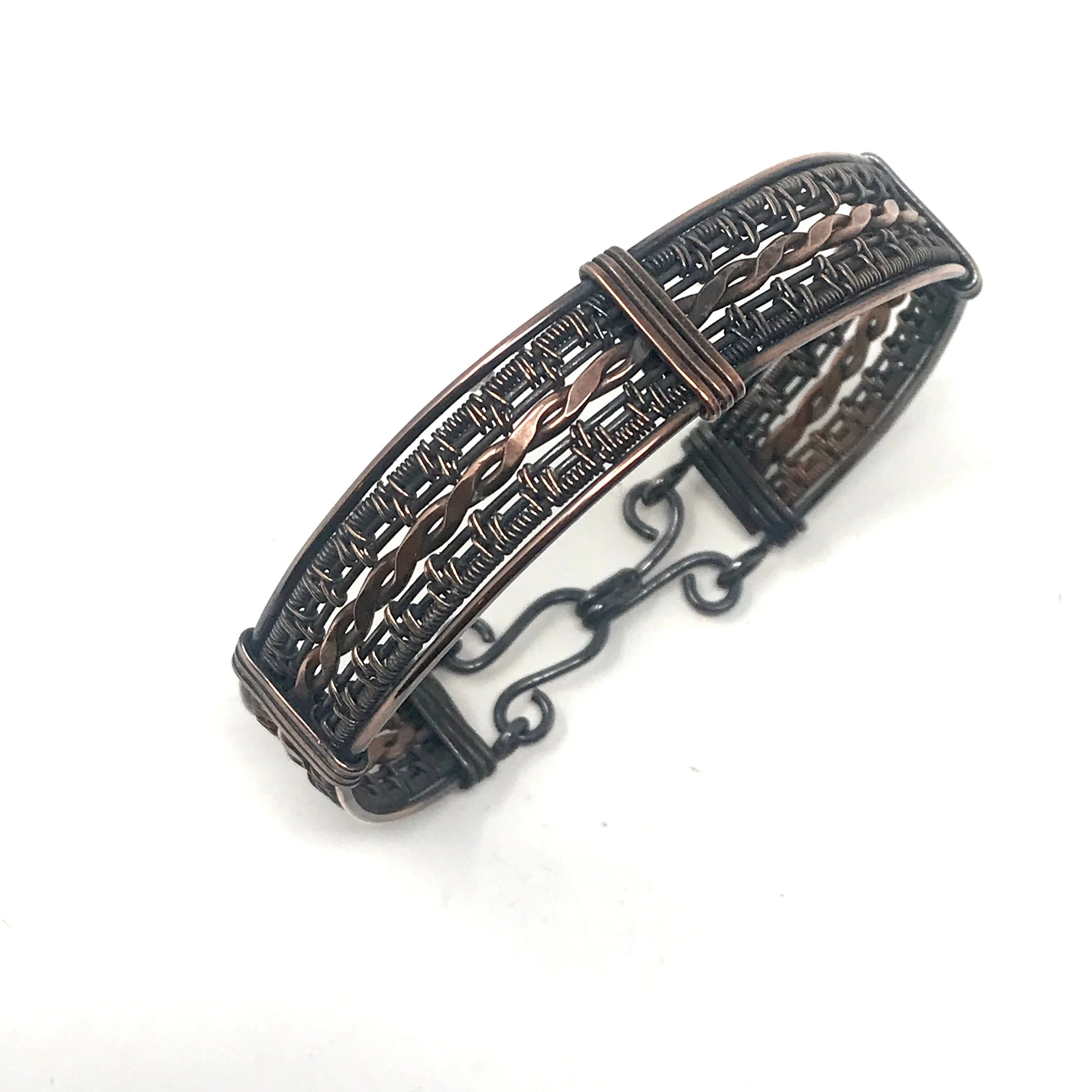 Mens wire wrapped copper bracelet/cuff — $115