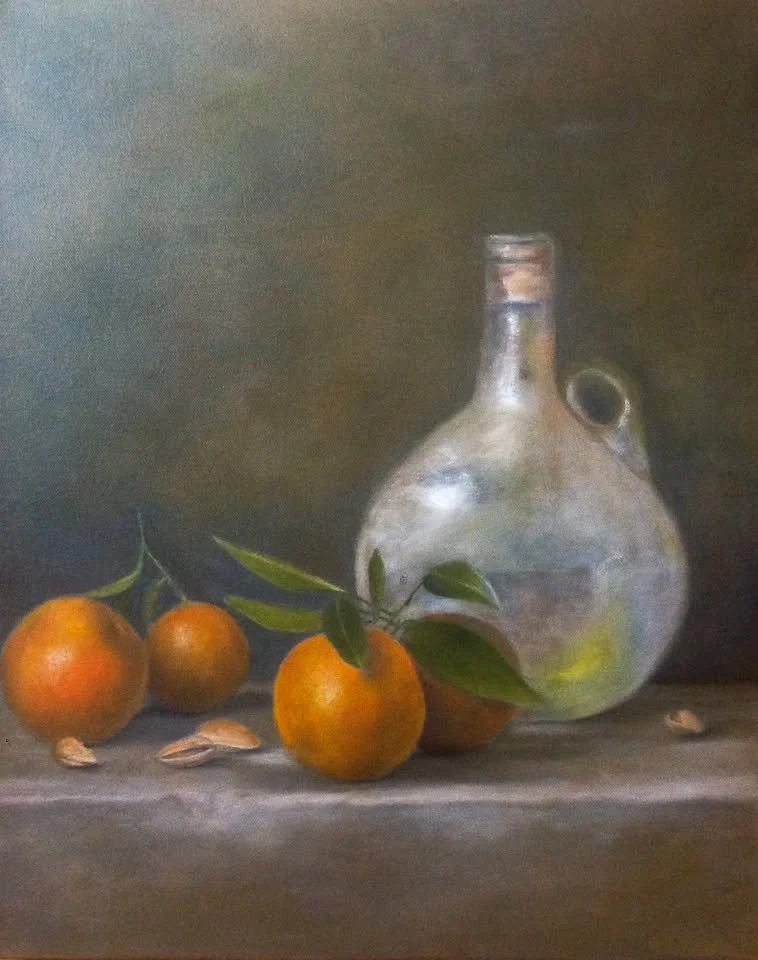 Bottle and oranges
