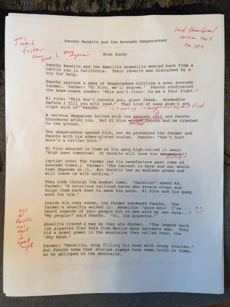 The red ink is from my daughters' feedback on the story.