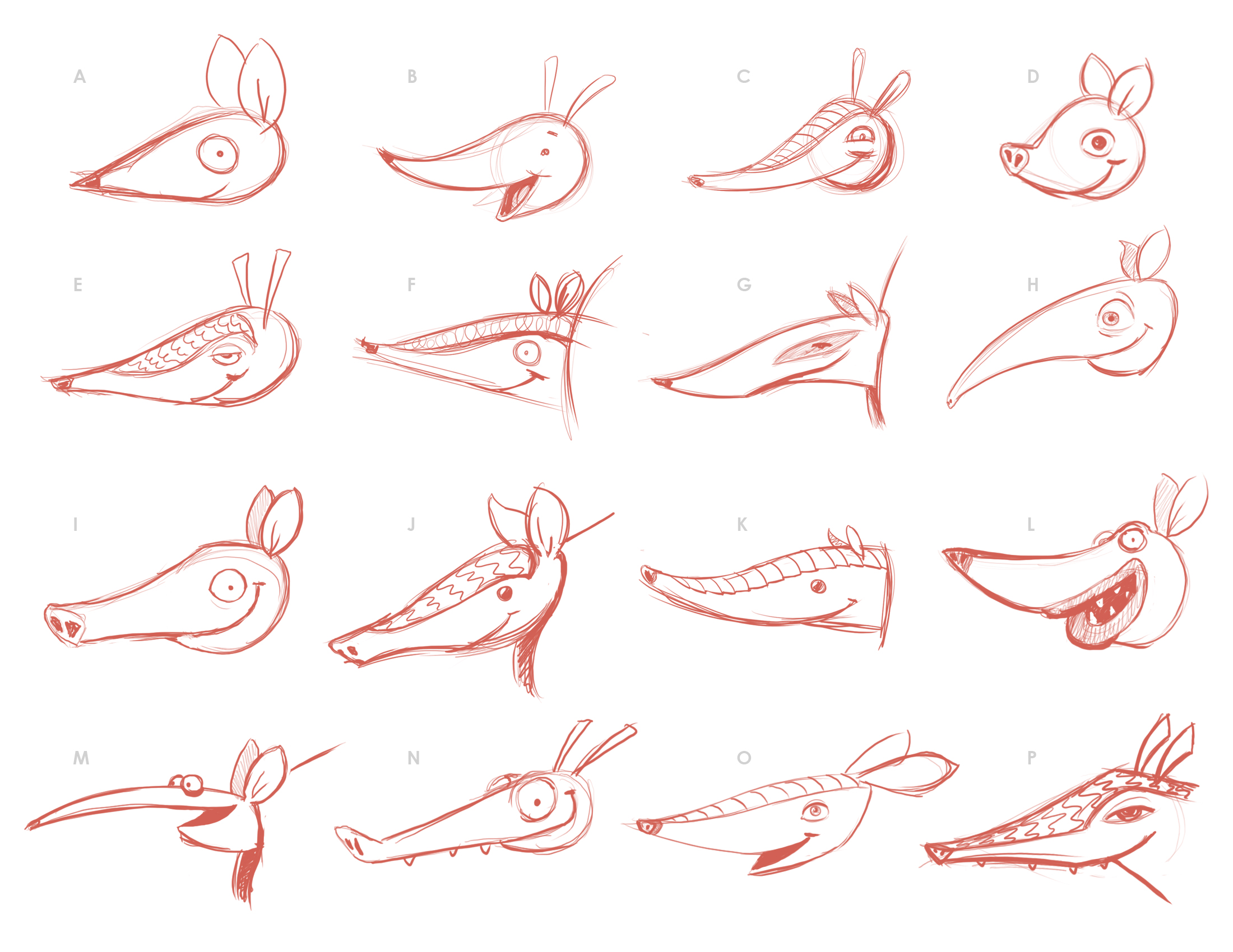 It takes many sketches before we find the right design for a character.