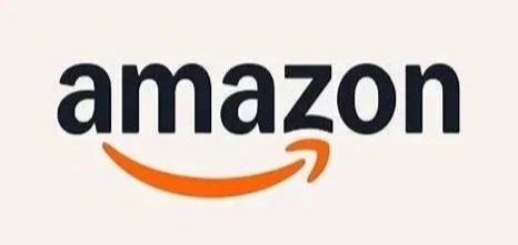 Amazon logo with black text and an orange arrow beneath the word.