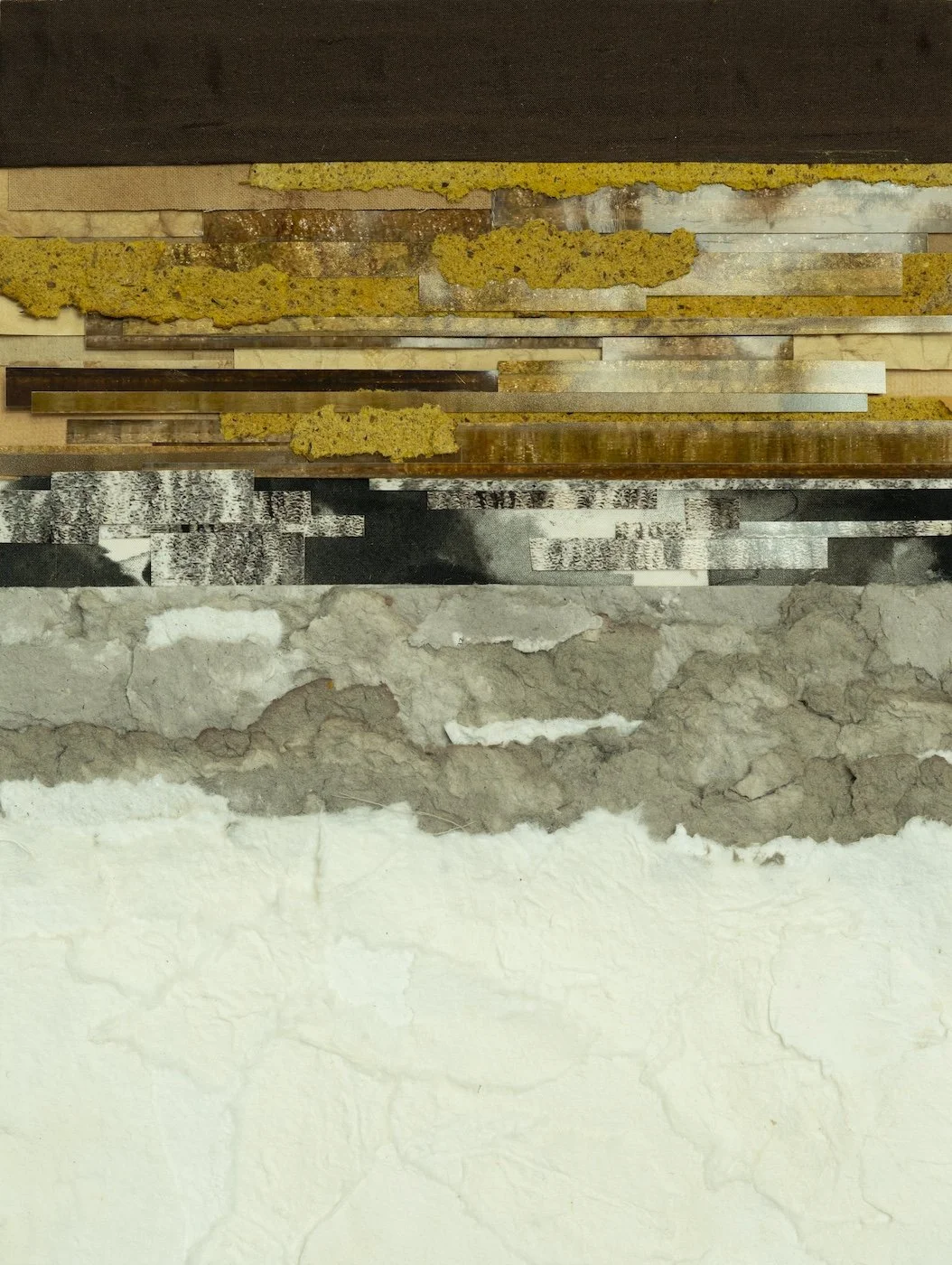 SOLD handmade & reclaimed paper, photographs & fabric treated with dyes extracted from coffee, tea & avocados 12 x 9 in $1,200 Available through