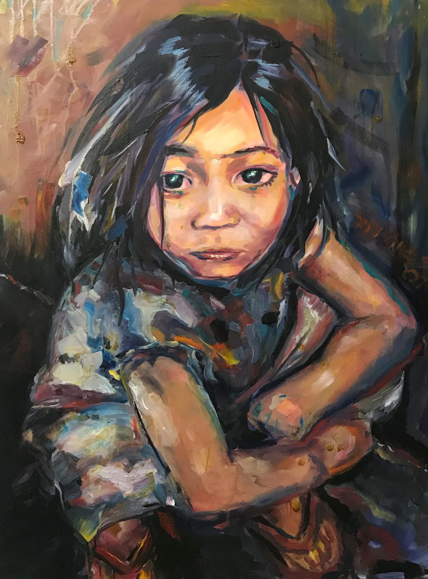 With Gaze of Hope, 75 x 100, Oil on Canvas, 2007, $1000