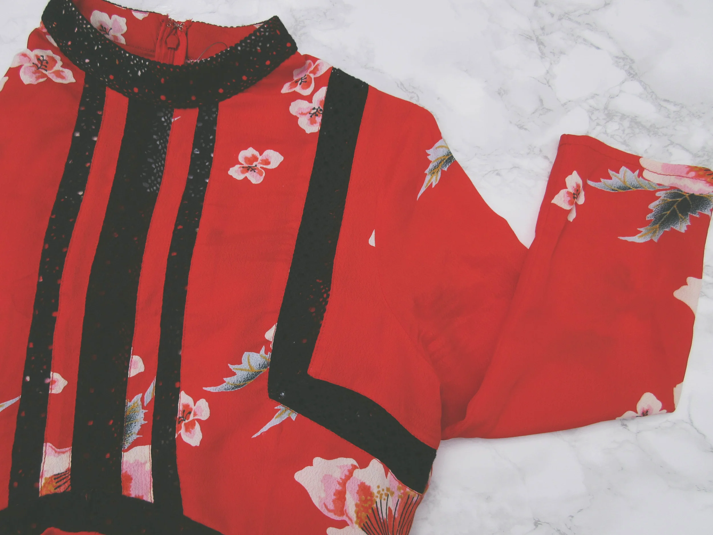 Asos floral dress with lace detail, $77