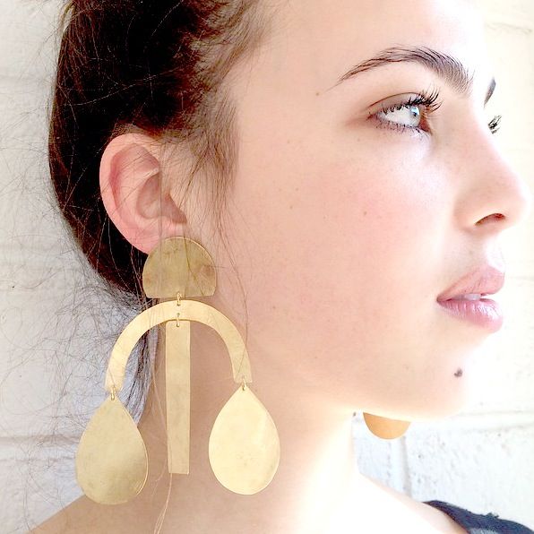 Annie Costello Brown gold arc drop earrings, $255