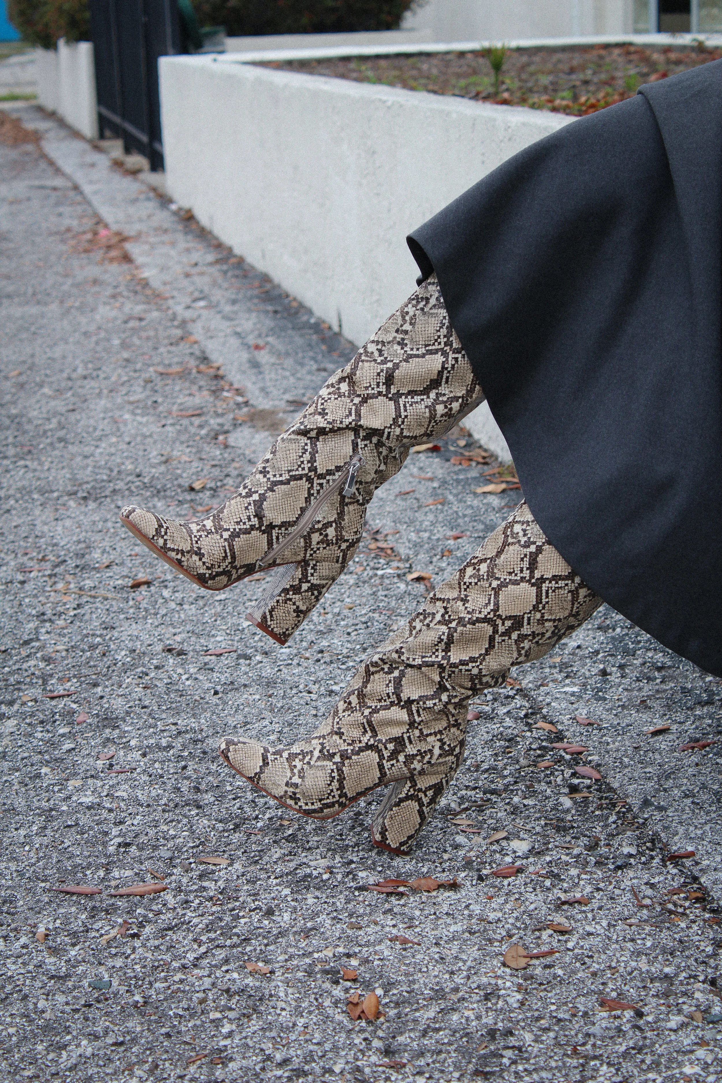 zara heeled snakeskin print boots