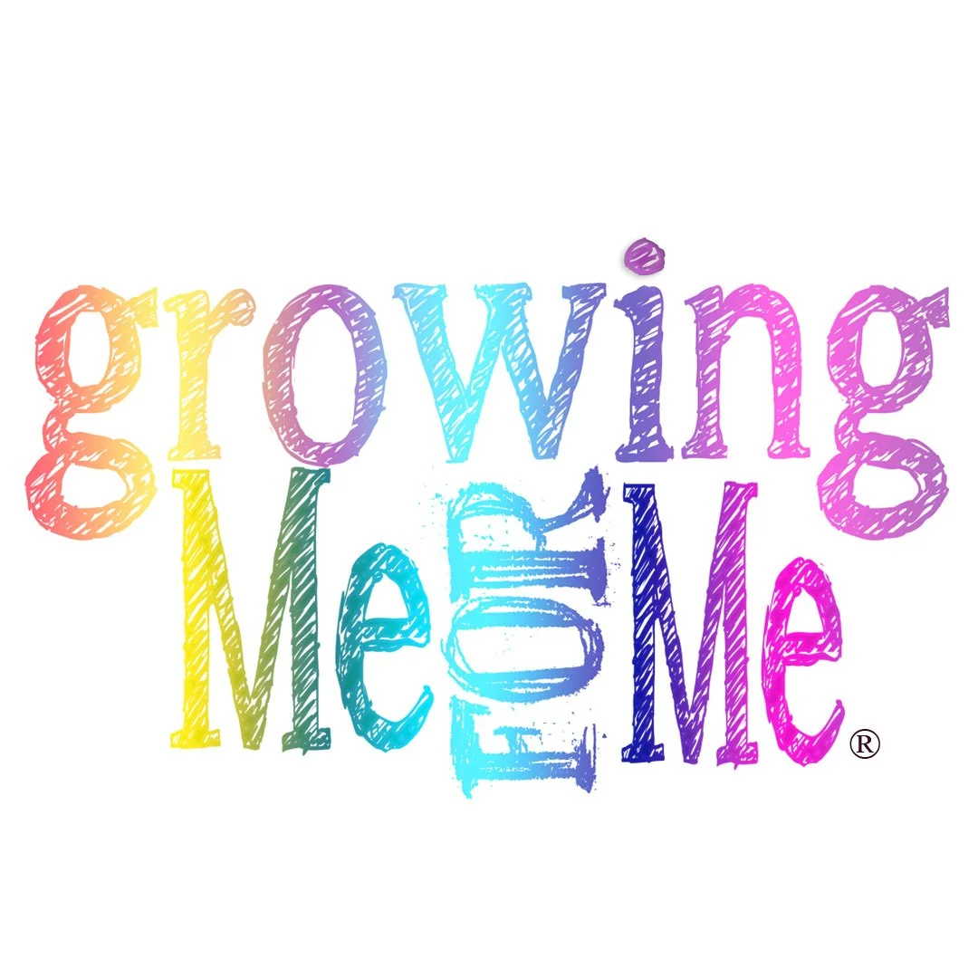 Colorful, stylized text reading 'growing together' in rainbow hues.