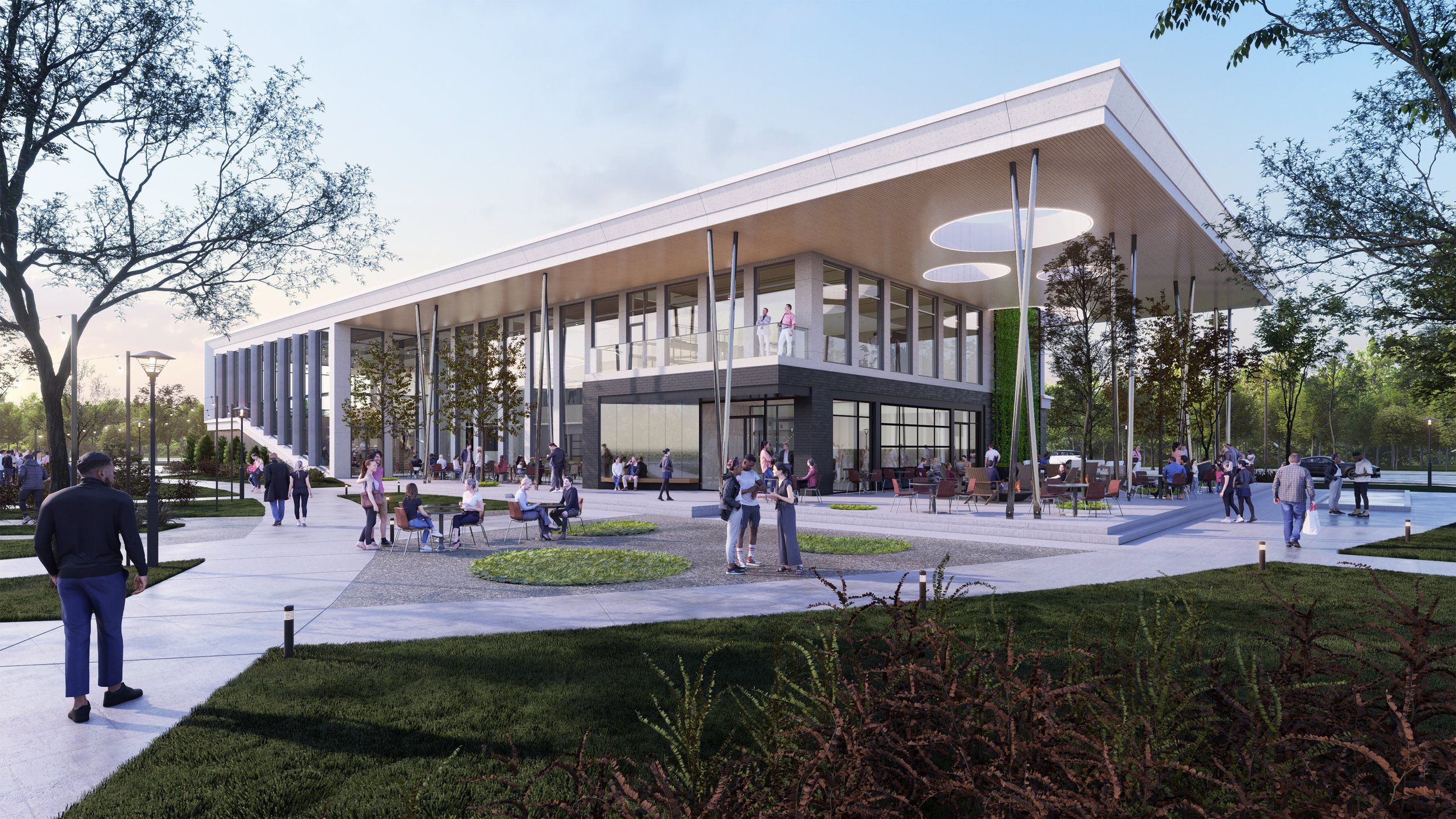Strategically positioned on the threshold of campus, sPARK Axis unfolds as a welcoming ‘pavilion for the community’. Blurring the distinction between natural and built environments, its sweeping roof invites sunlight and air through artful perforati