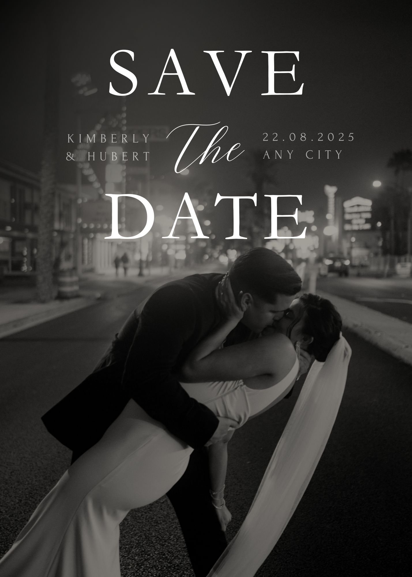 Photo typography stylish black and white save the date wedding party invitation.jpg