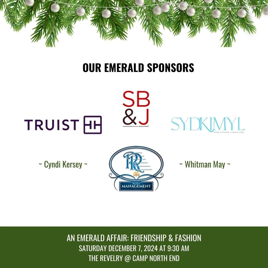 ✨ We are so grateful for our wonderful event sponsors for An Emerald Affair: Fashion and Friendship! With the generosity of these businesses and individuals, our scholarships can reach more local students and make a larger impact on the service that 