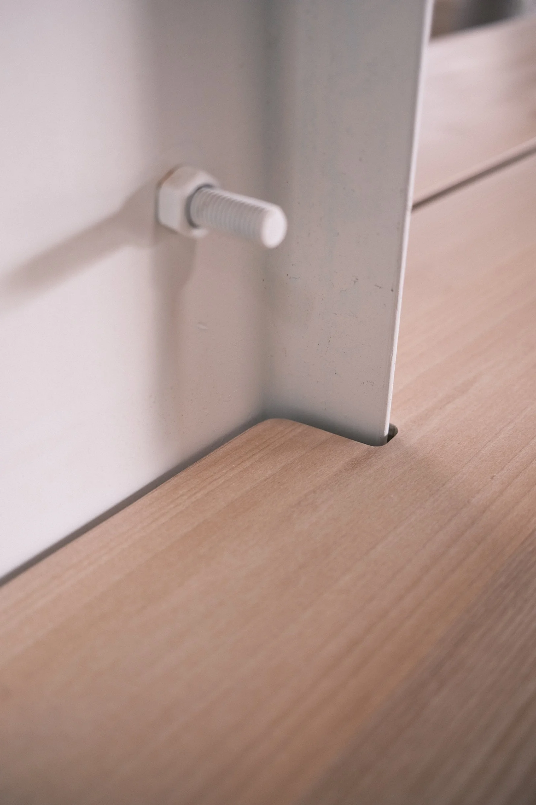 White oak tabletop corner with eased edge, Slow and Low furniture detail