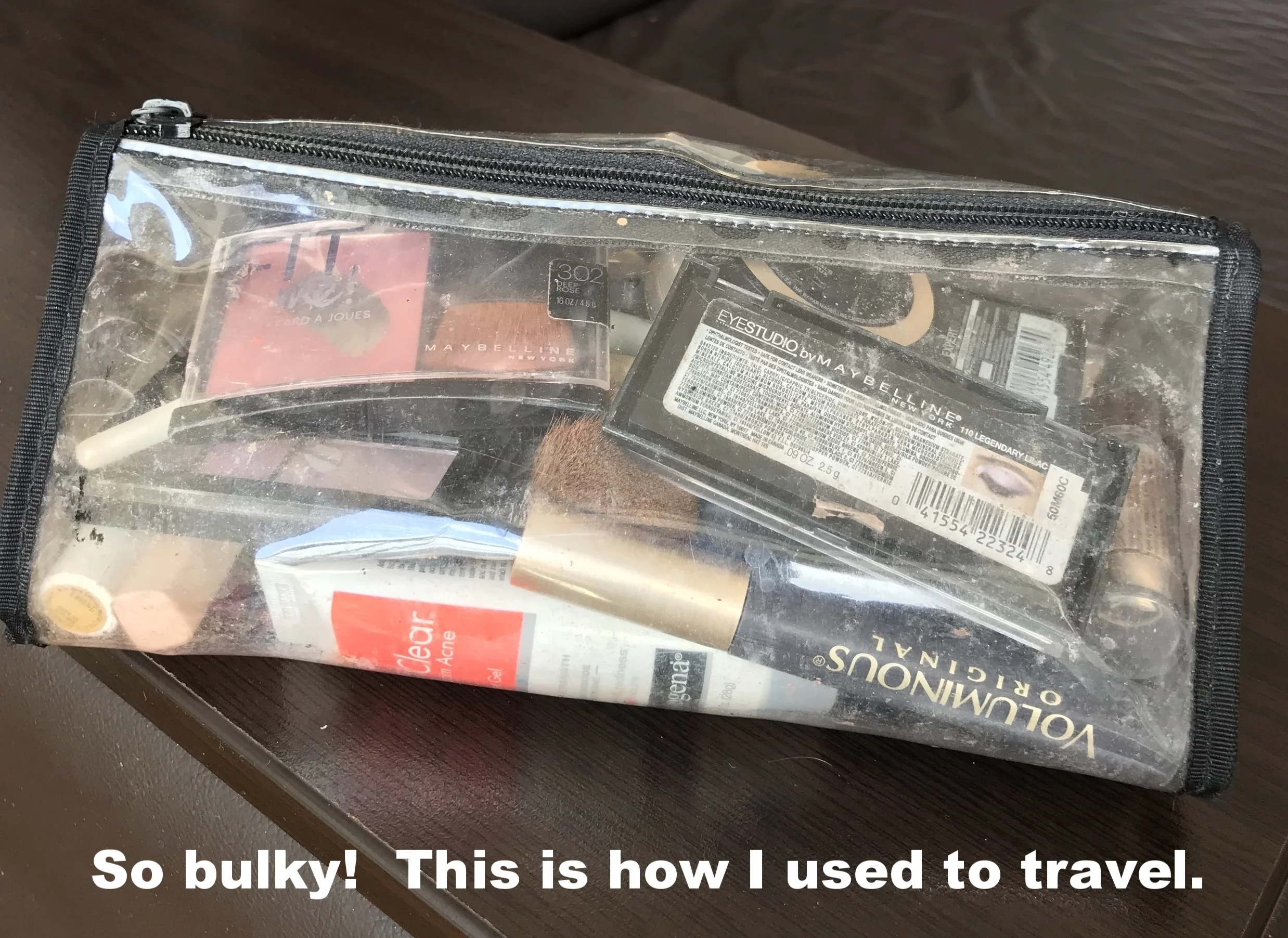  Old travel makeup. Big, bulky, and not very many colors to choose from.&nbsp; 