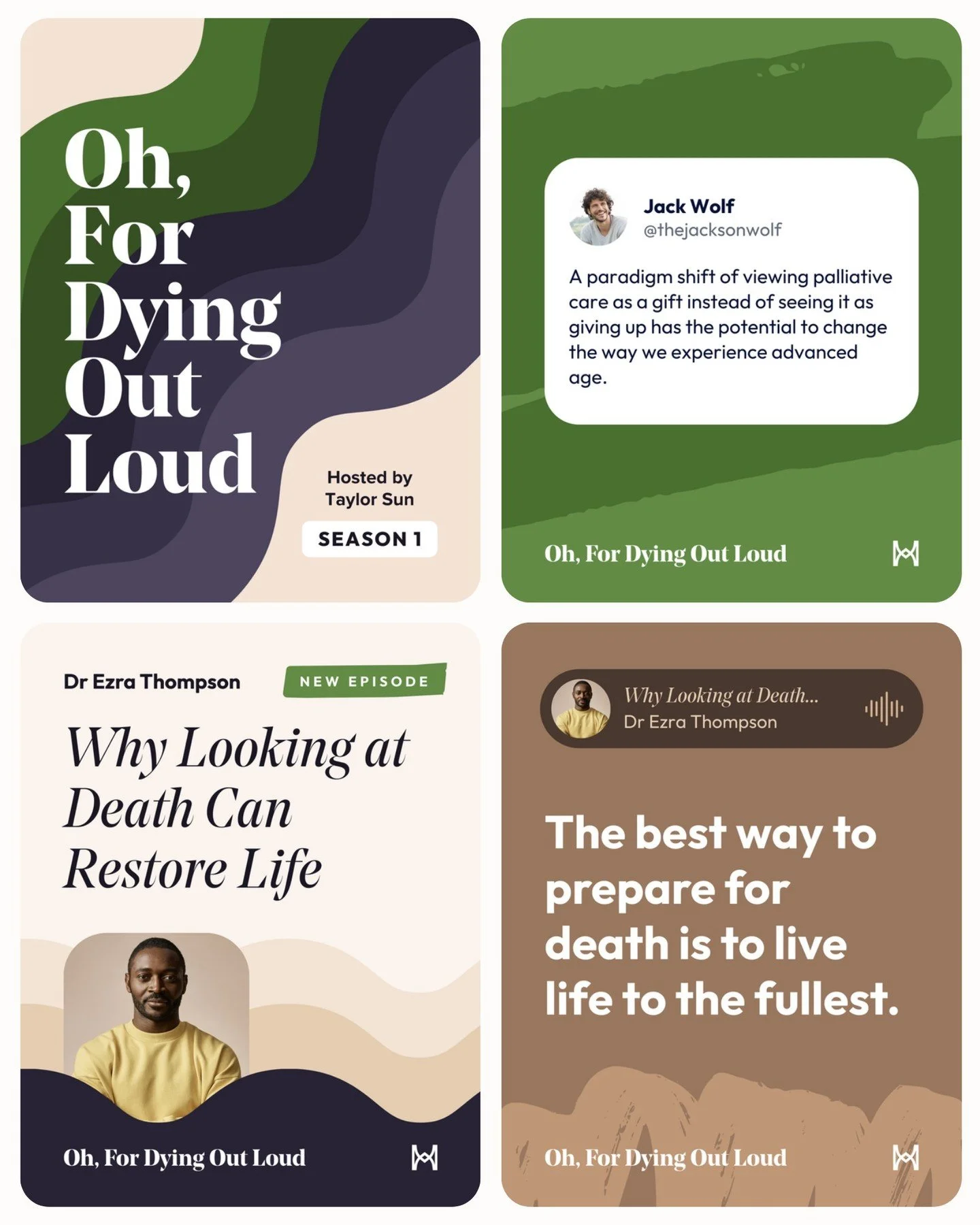 Disaster and end-of-life planning &mdash; Scottsdale, AZ

In addition to the brand identity, a set of social media templates was created to promote the release of new podcast episodes. A variety of layouts was provided for each type of post (featured
