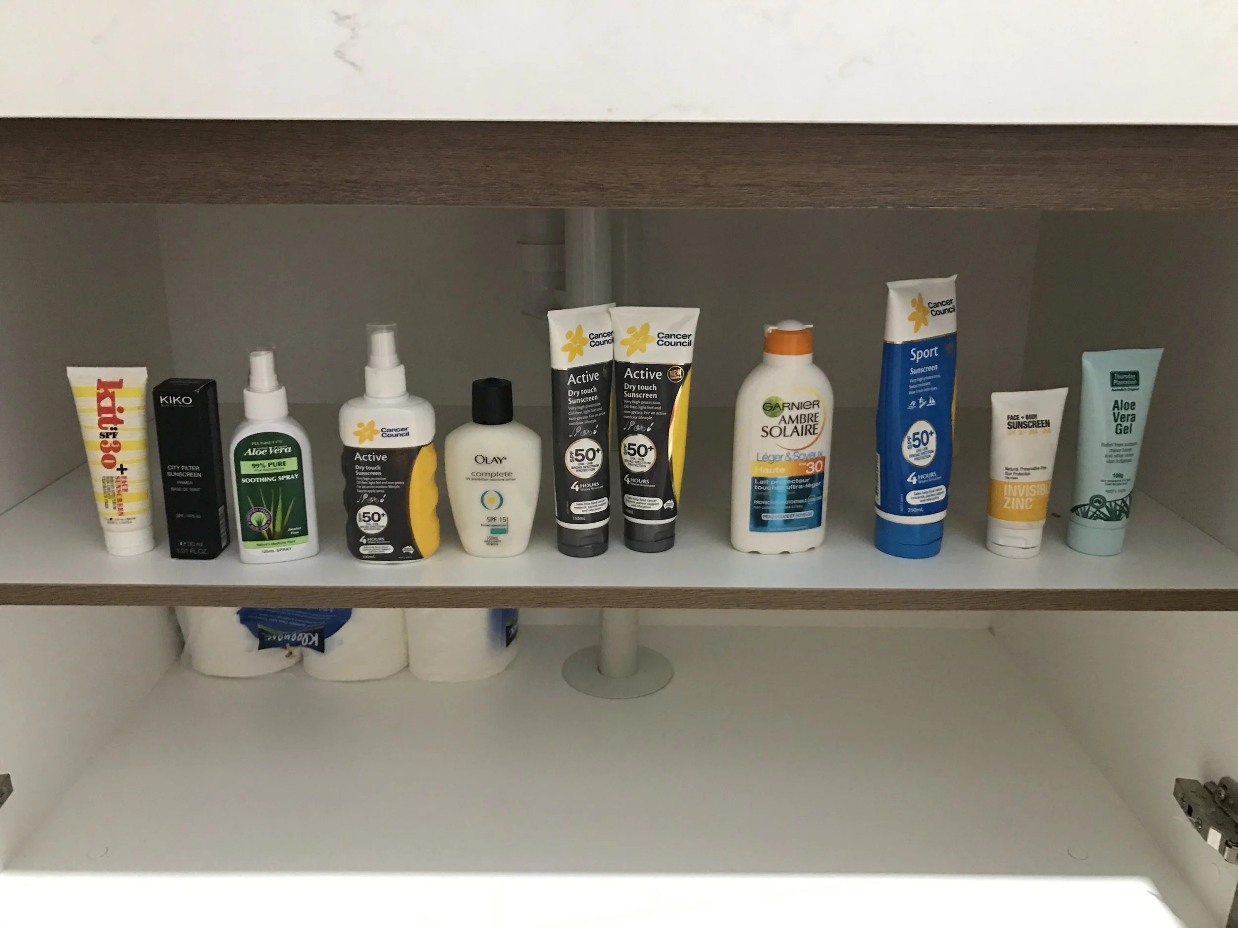 Broome survival kit: 30+ 50+ aloe 50+ 15+ 50+ 50+ 30+ 50+ 50+ aloe (aloe aloe!)