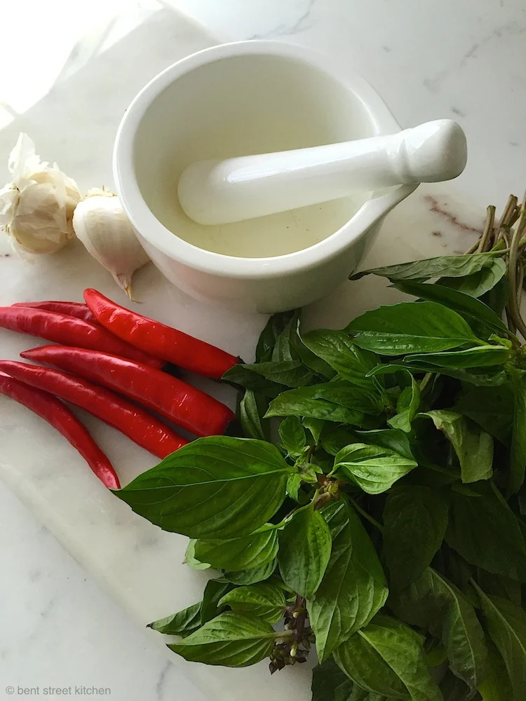 Preparing for the Thai Basil Chilli Chicken at Bent Street Kitchen
