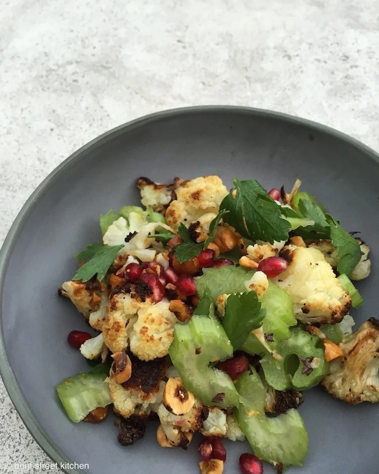 Ottolenghi's roasted cauliflower, hazelnut and pomegranate salad