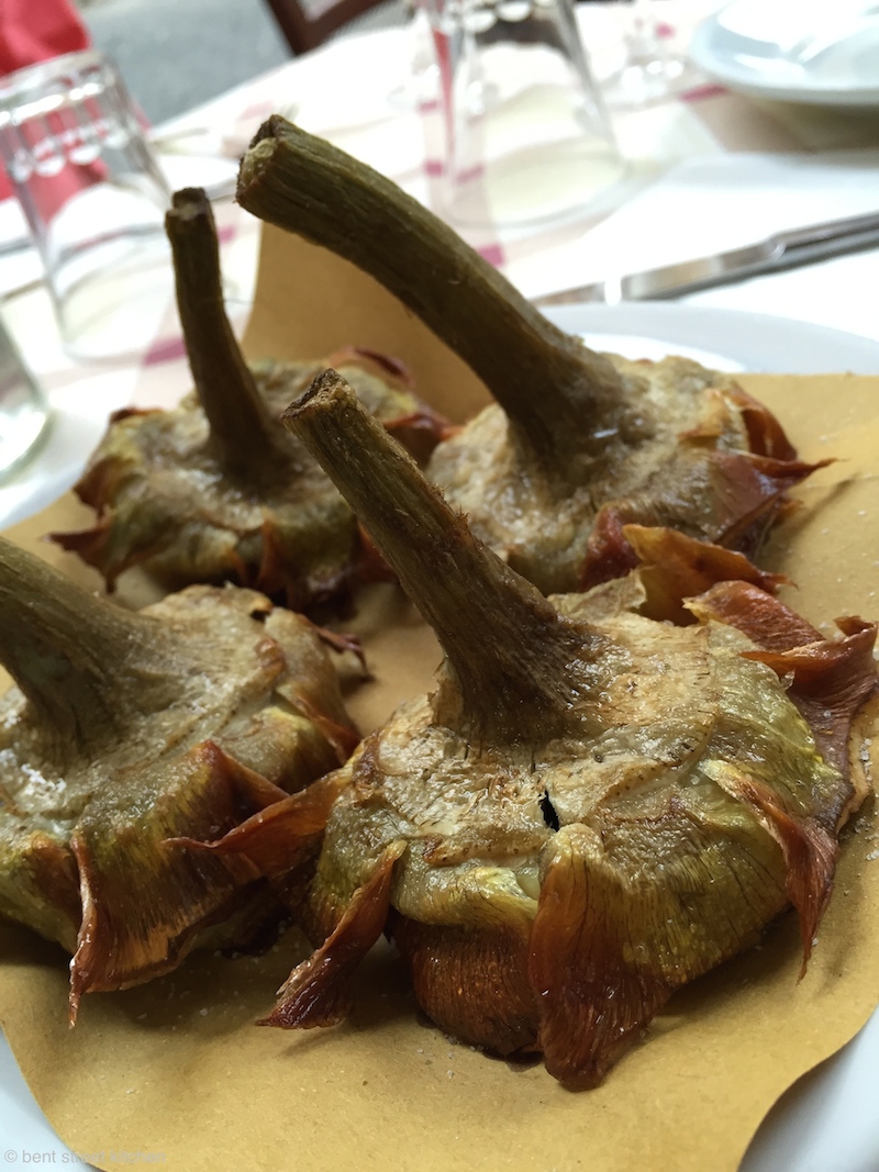 Carciofo alla giudia - deep fried whole artichoke from Da Enzo