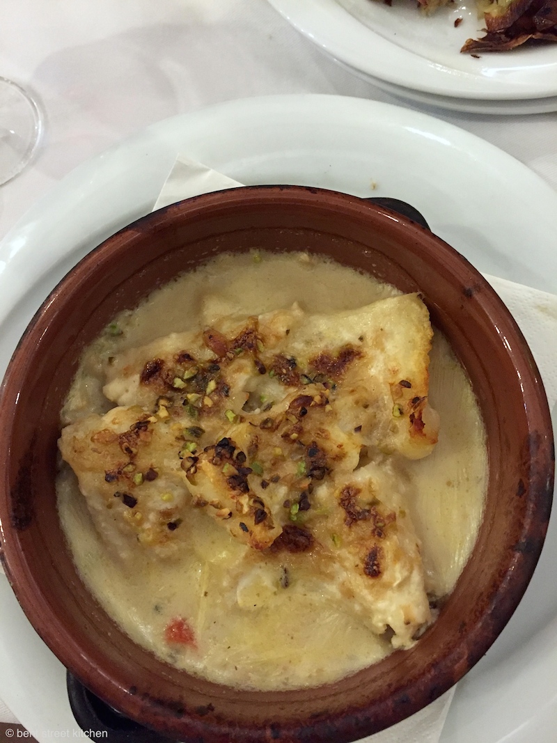 Baccala alla Nonna Betta - baked codfish with pistachios at Nonna Betta