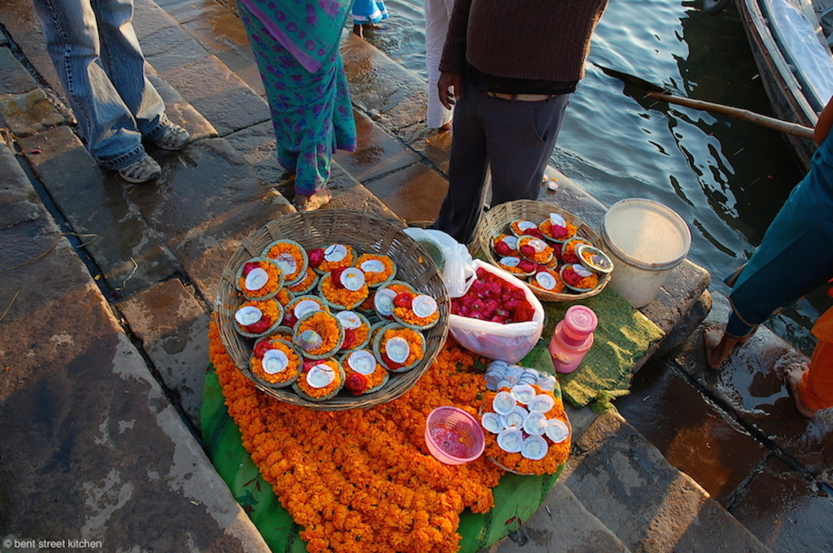 Flower offerings on The Ganges by Bent Street Kitchen