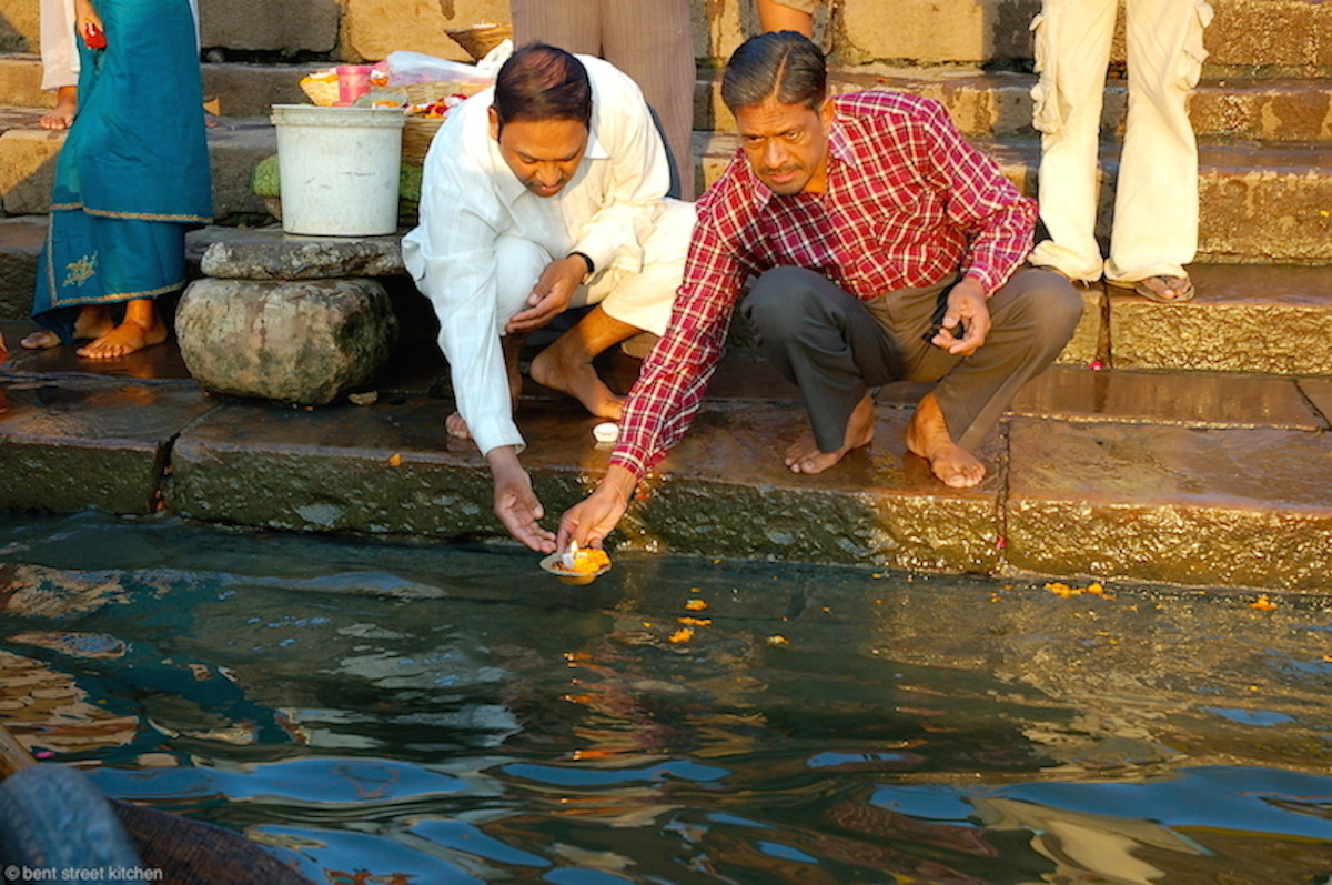 Flower offerings on The Ganges by Bent Street Kitchen