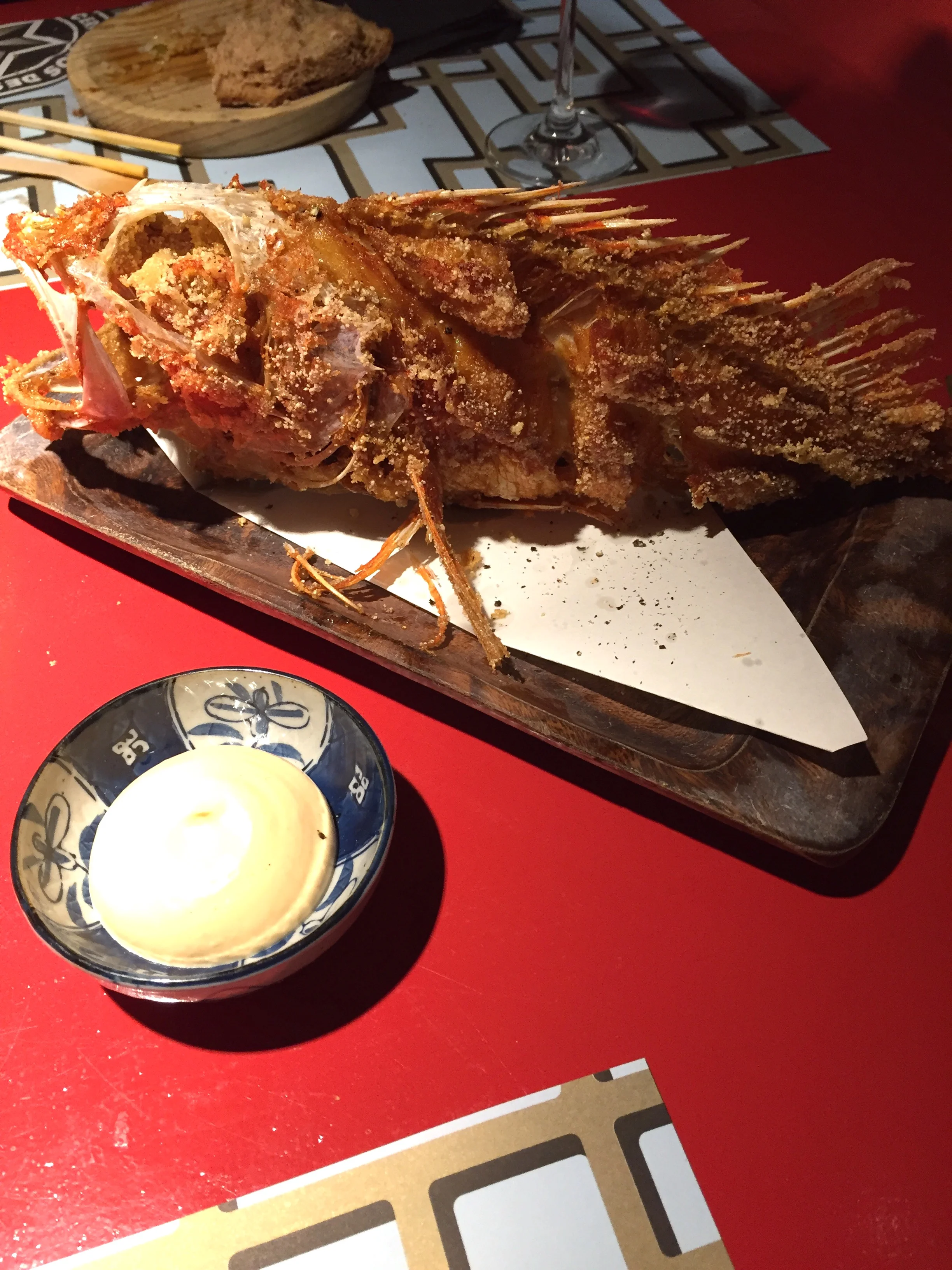 Fritura de cabracho (fried scorpion fish) with garlic aioli