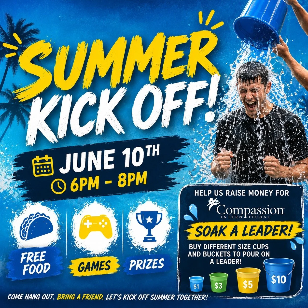 ☀️ SCHOOL&rsquo;S OUT&hellip; SUMMER IS ON. ☀️

Fusion Youth is kicking off summer the right way &mdash; and you do NOT want to miss it! 🎉💦

📅 June 10th
⏰ 6PM&ndash;8PM
🍕 Free Food
🎮 Games
🏆 Prizes

Plus&hellip; help us support our Compassion I