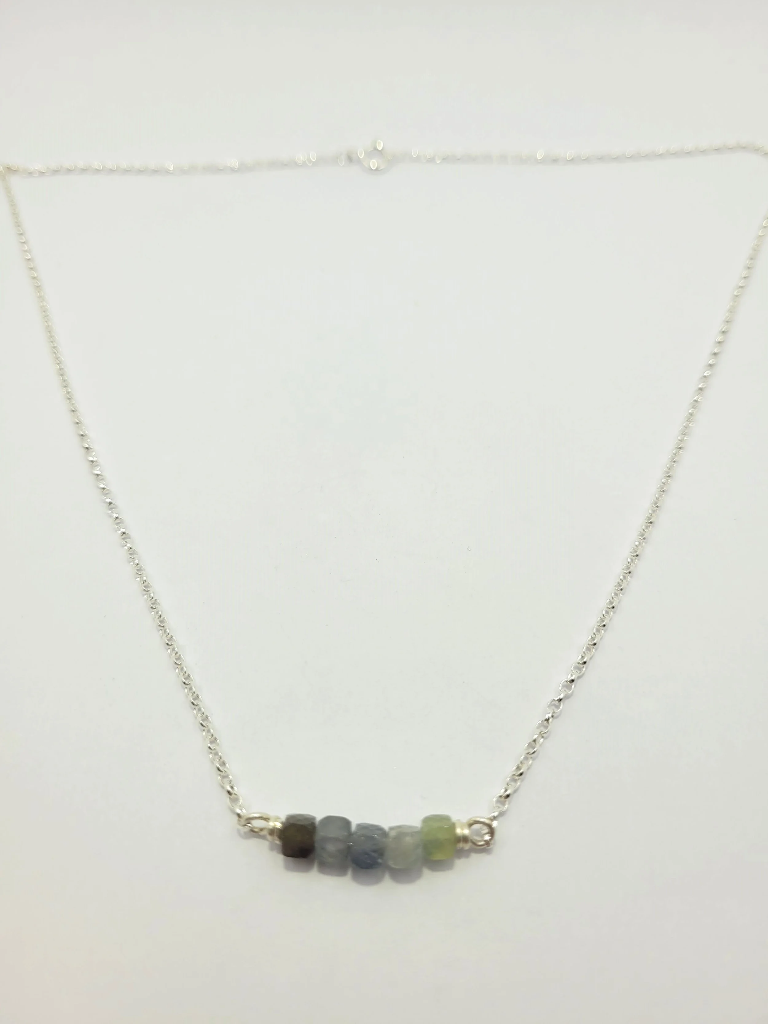 Sapphire Bar Necklace in Sterling Silver — Maria Alicia Jewellery